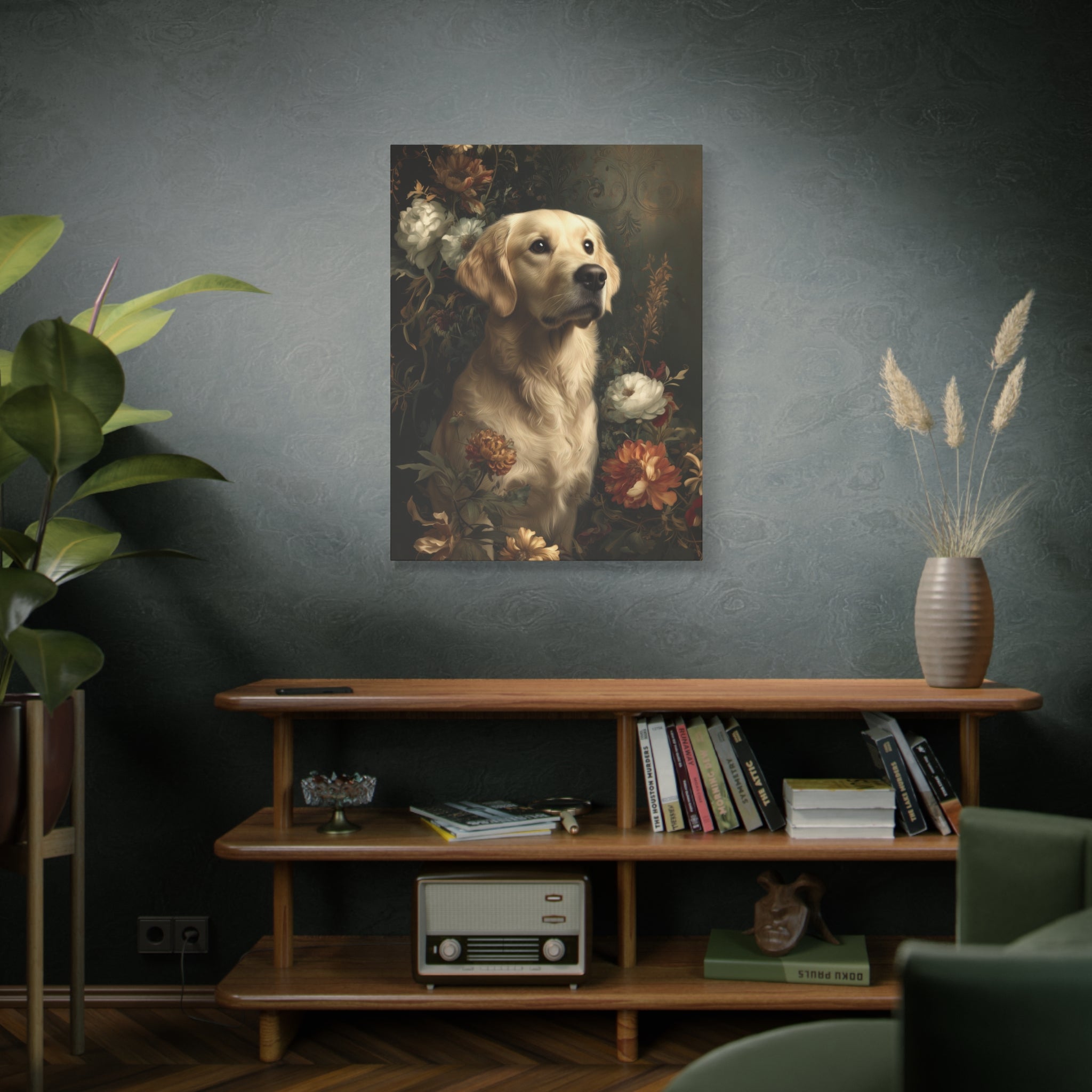 Botanical Golden Retriever Canvas Art