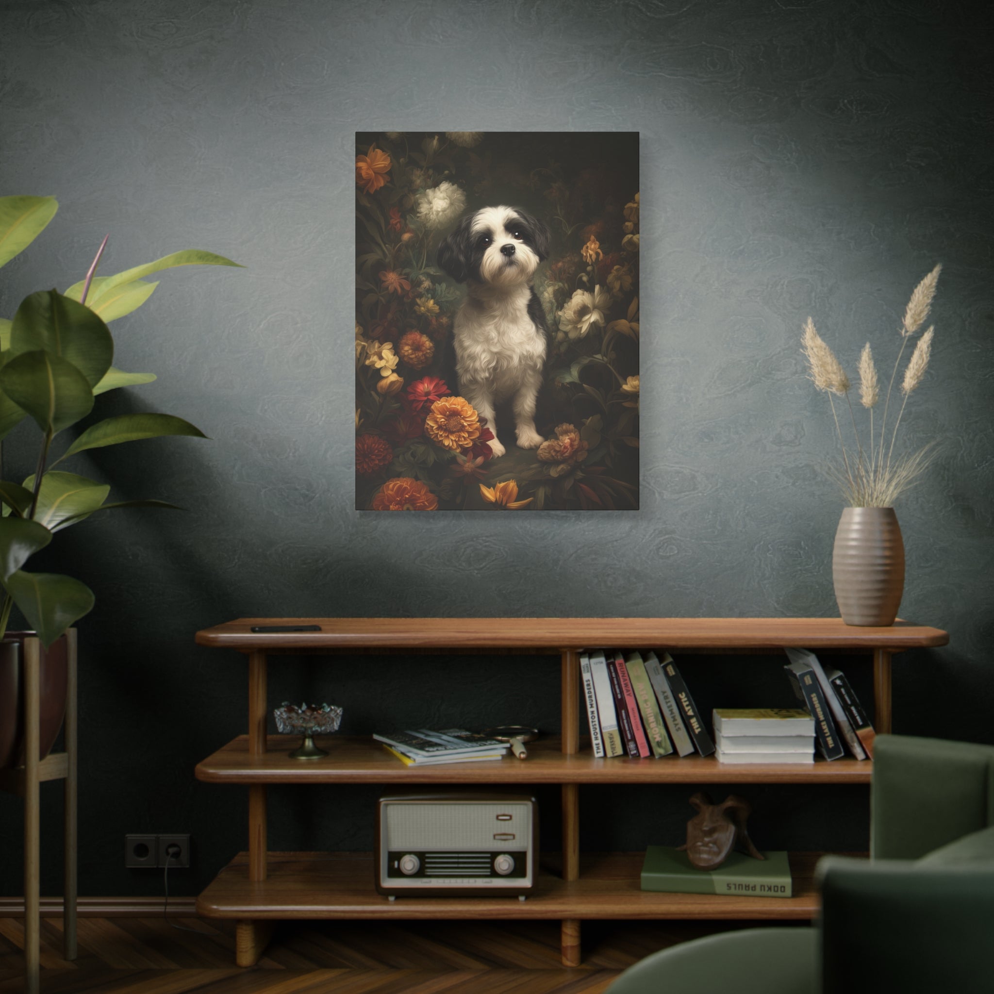 Botanical Shih Tzu Canvas Art