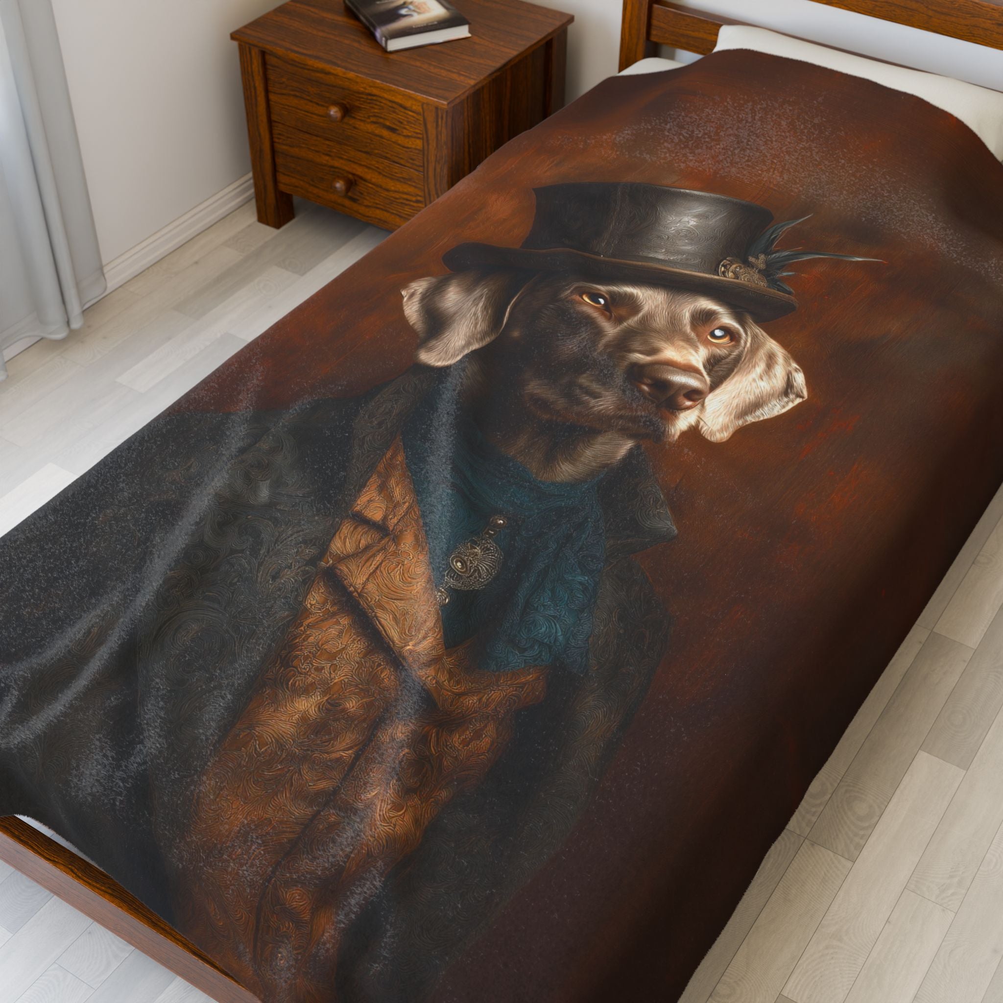 Steampunk Weimaraner Plush Blanket