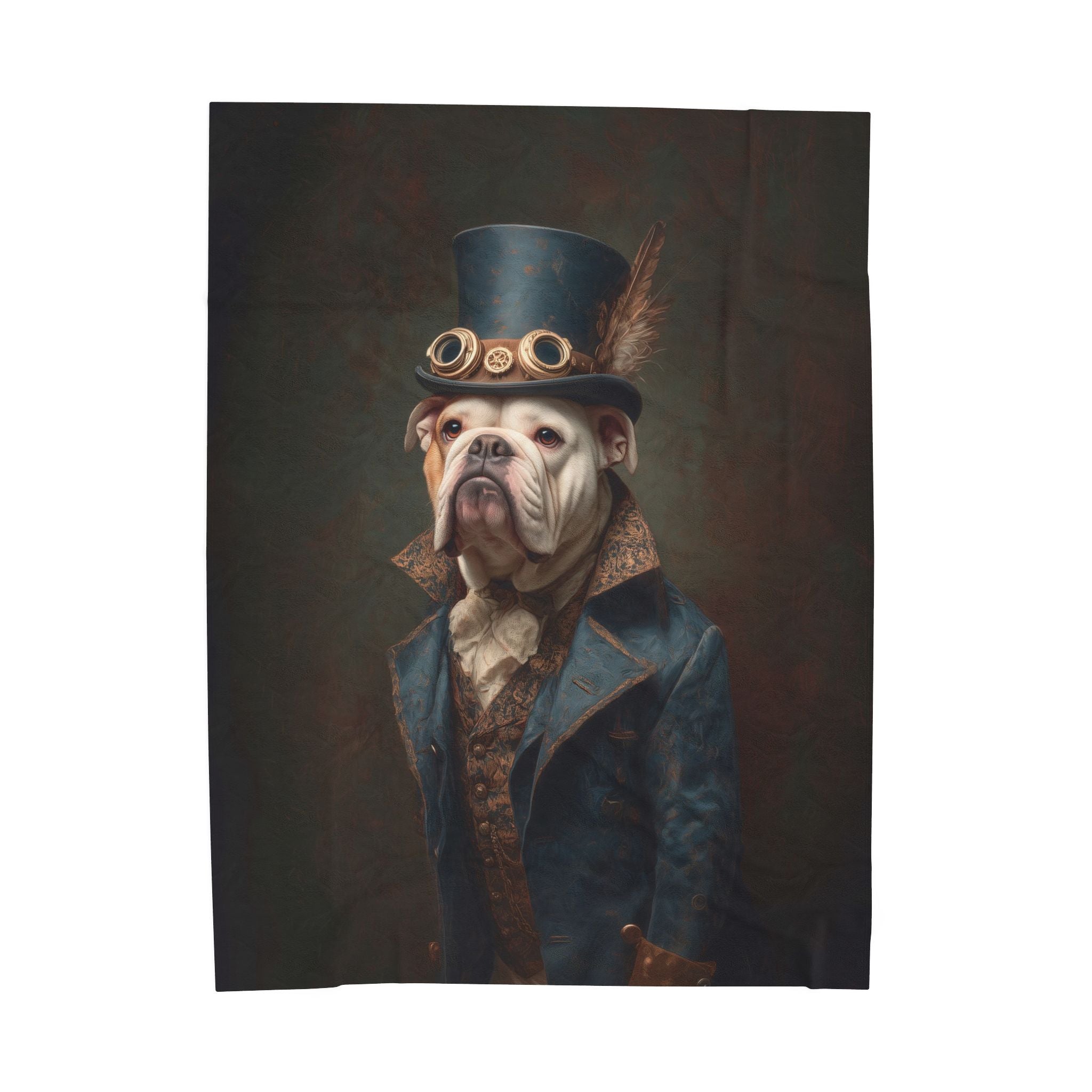 Steampunk Bulldog Plush Blanket
