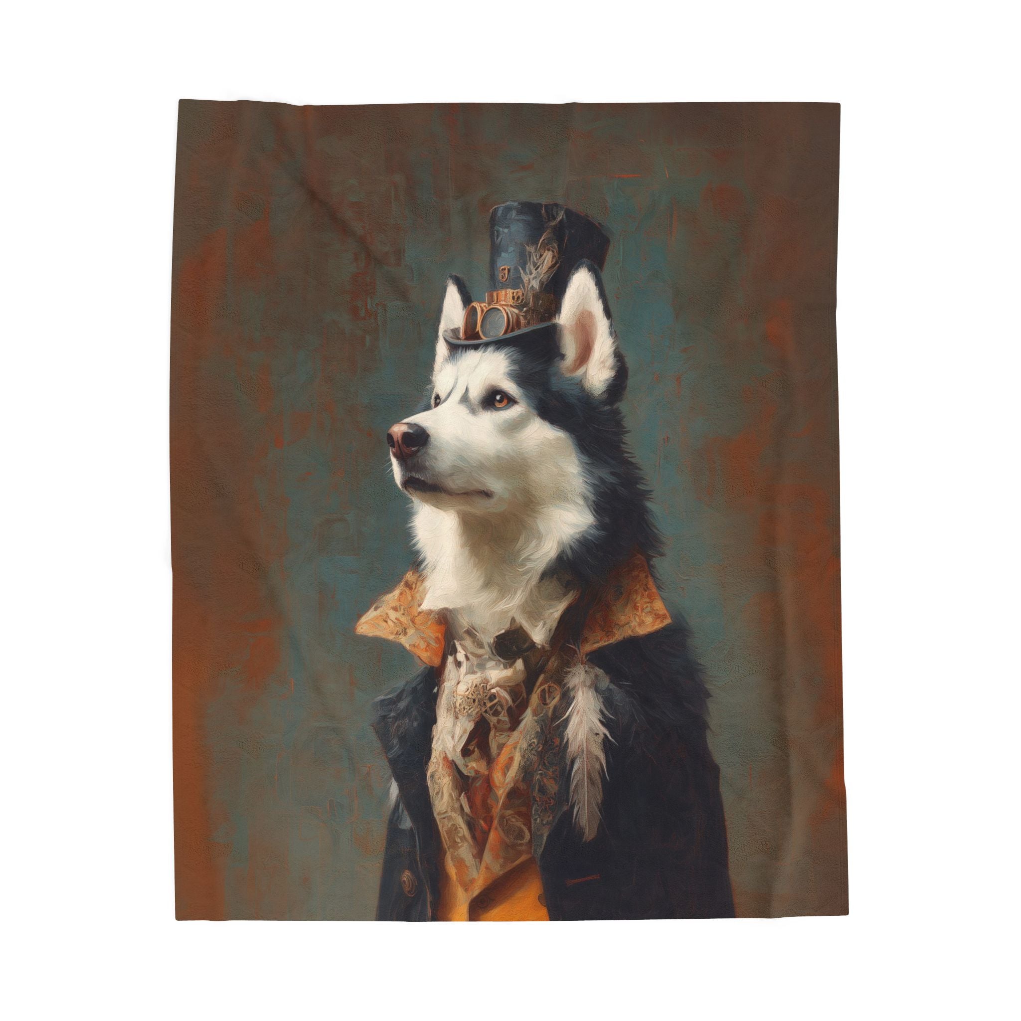 Steampunk Siberian Husky Plush Blanket