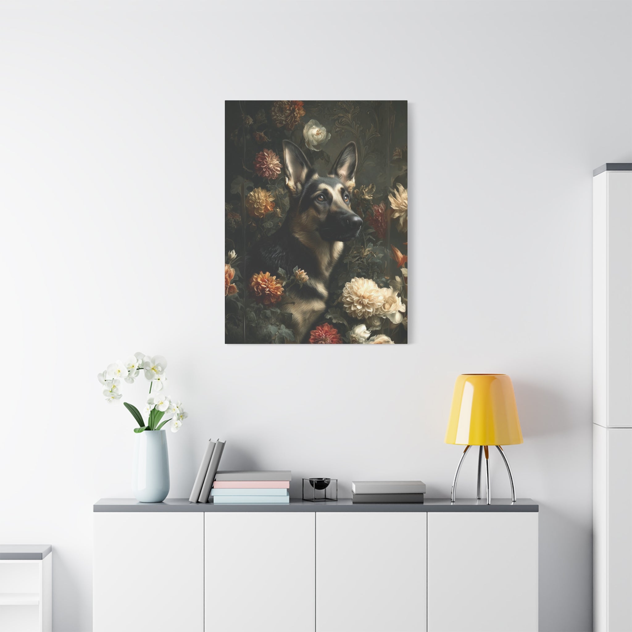 Botanical German Shepherd Canvas Art