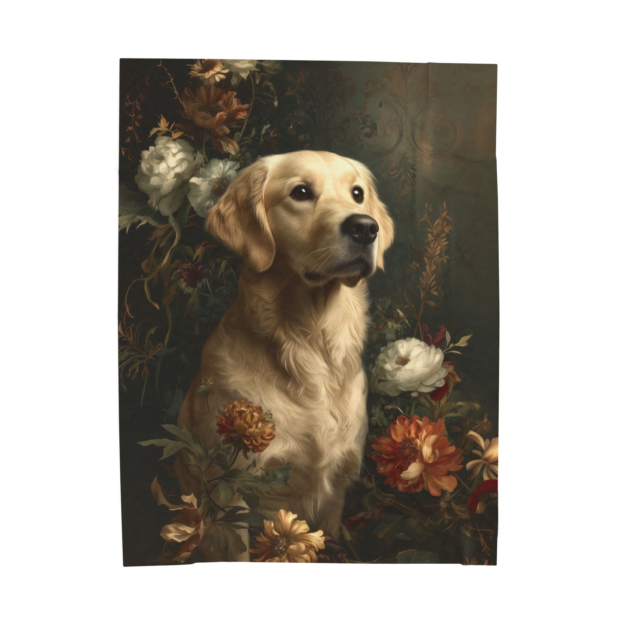 Botanical Golden Retriever Plush Blanket
