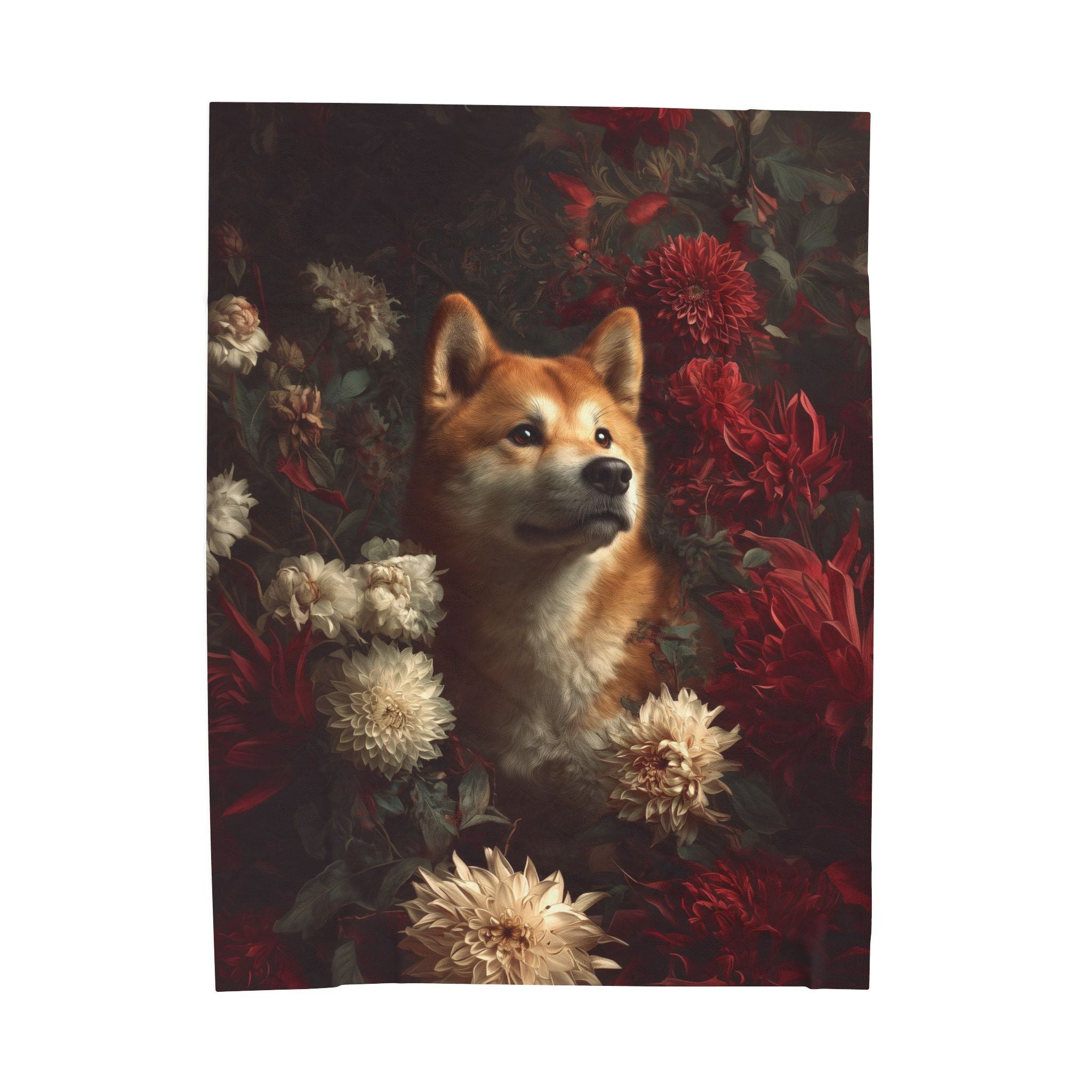 Botanical Akita Plush Blanket