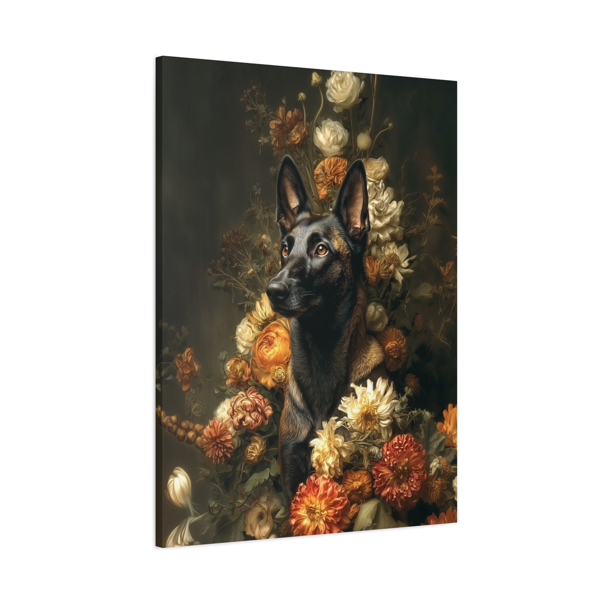 Botanical Belgian Malinois Canvas Art