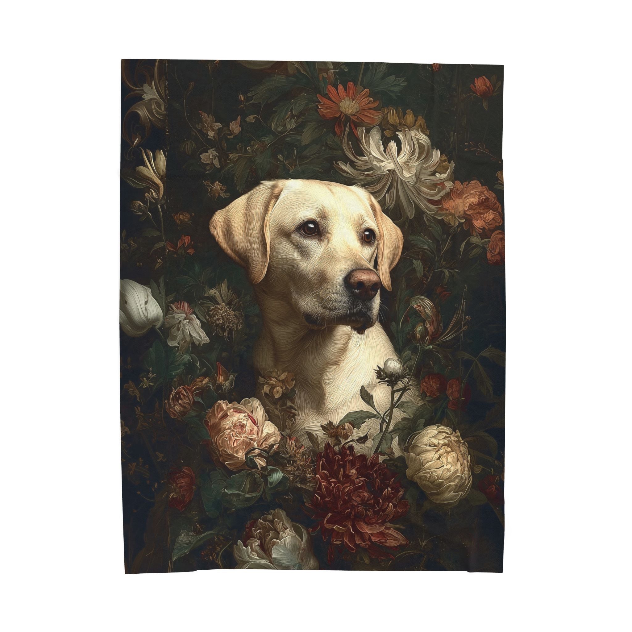 Botanical Labrador Retriever (Yellow) Plush Blanket