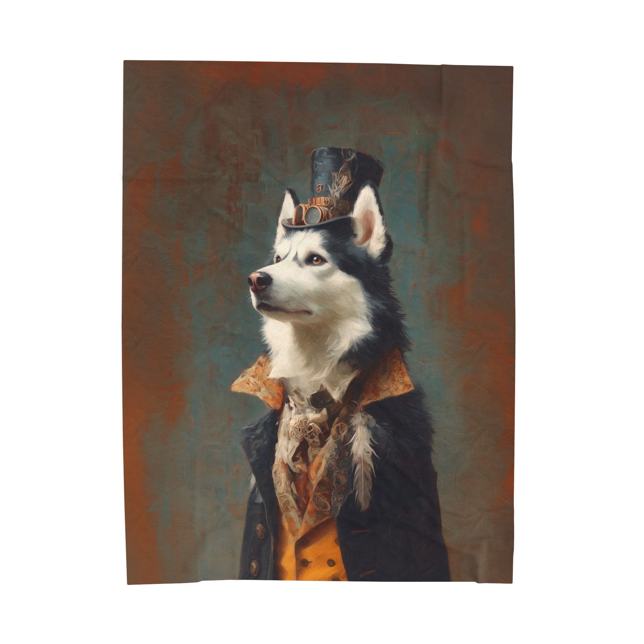 Steampunk Siberian Husky Plush Blanket