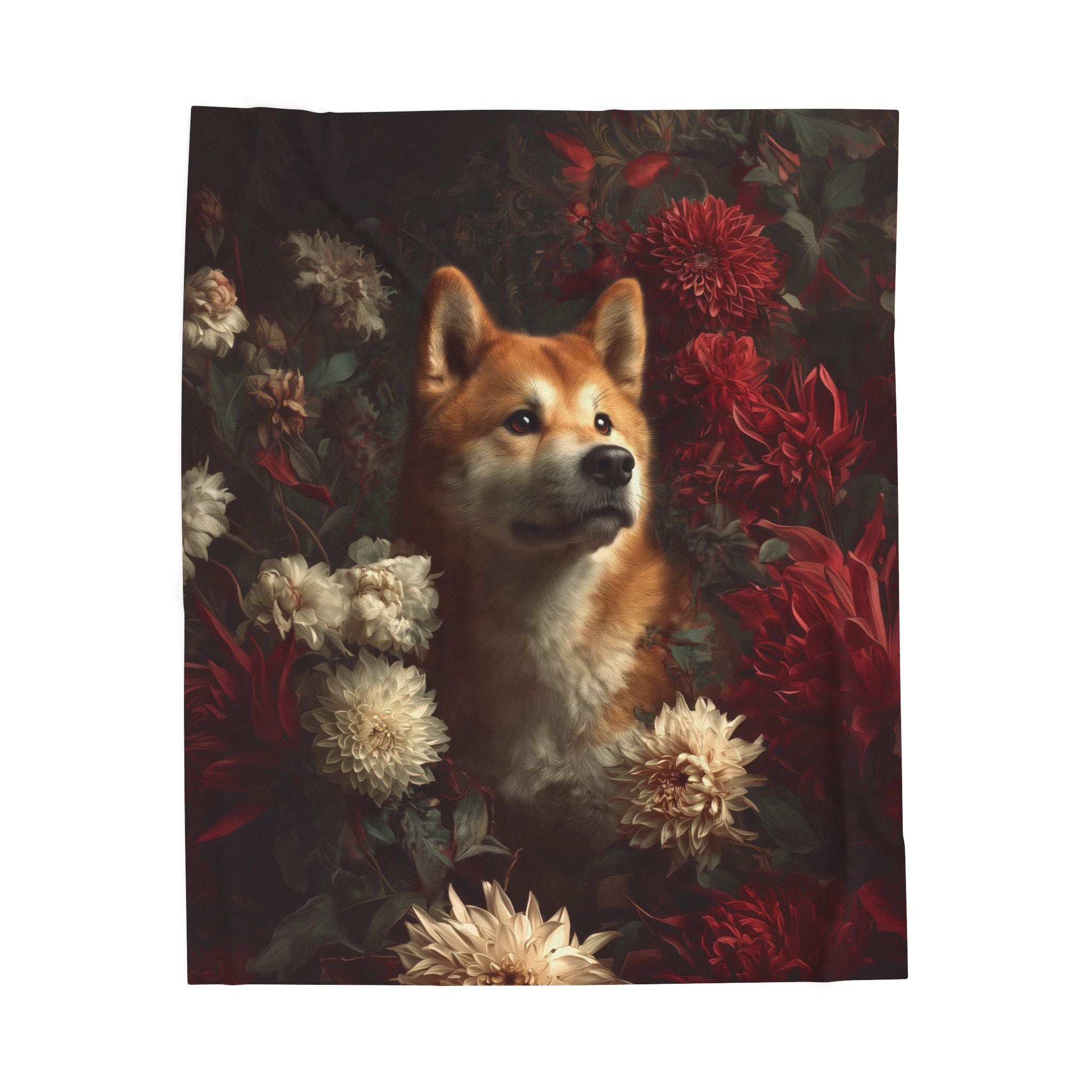 Botanical Akita Plush Blanket