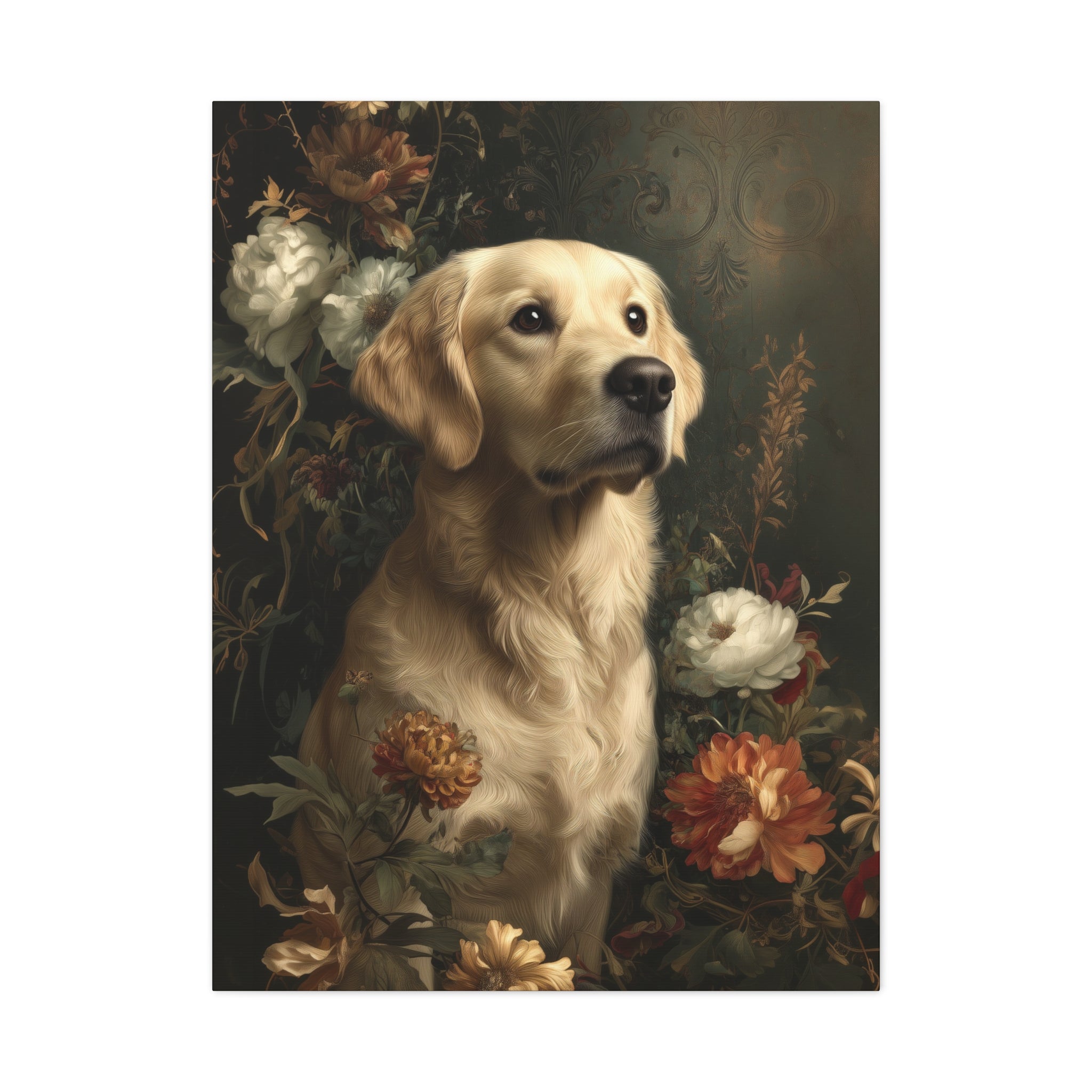 Botanical Golden Retriever Canvas Art