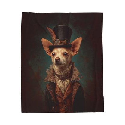 Steampunk Chihuahua Plush Blanket