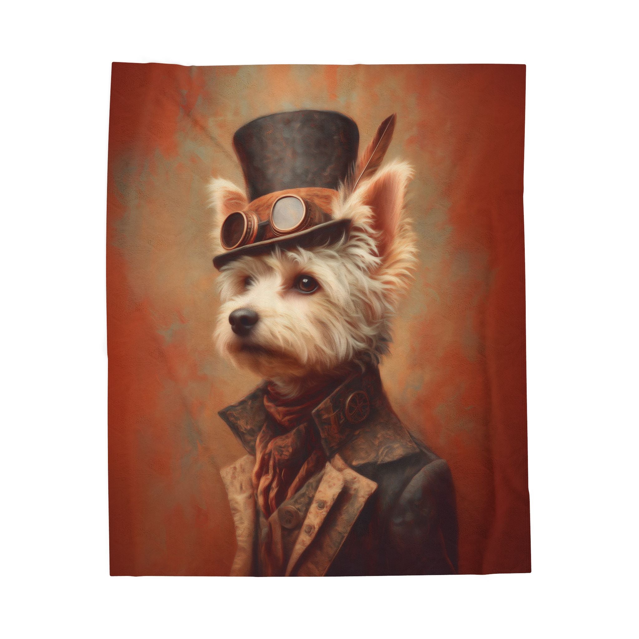 Steampunk Yorkshire Terrier Plush Blanket