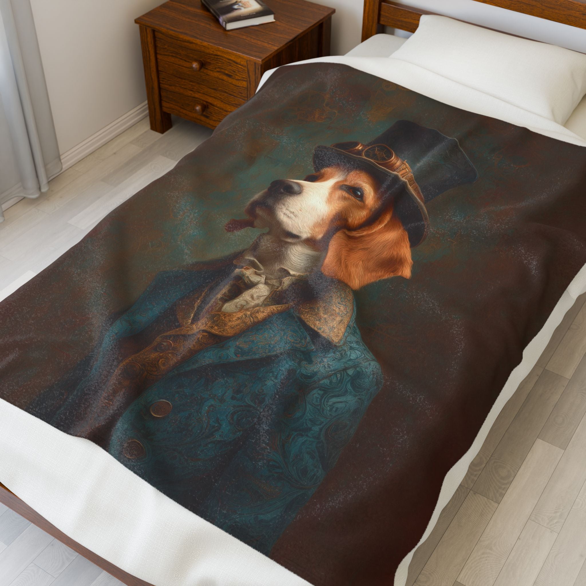 Steampunk Beagle Plush Blanket