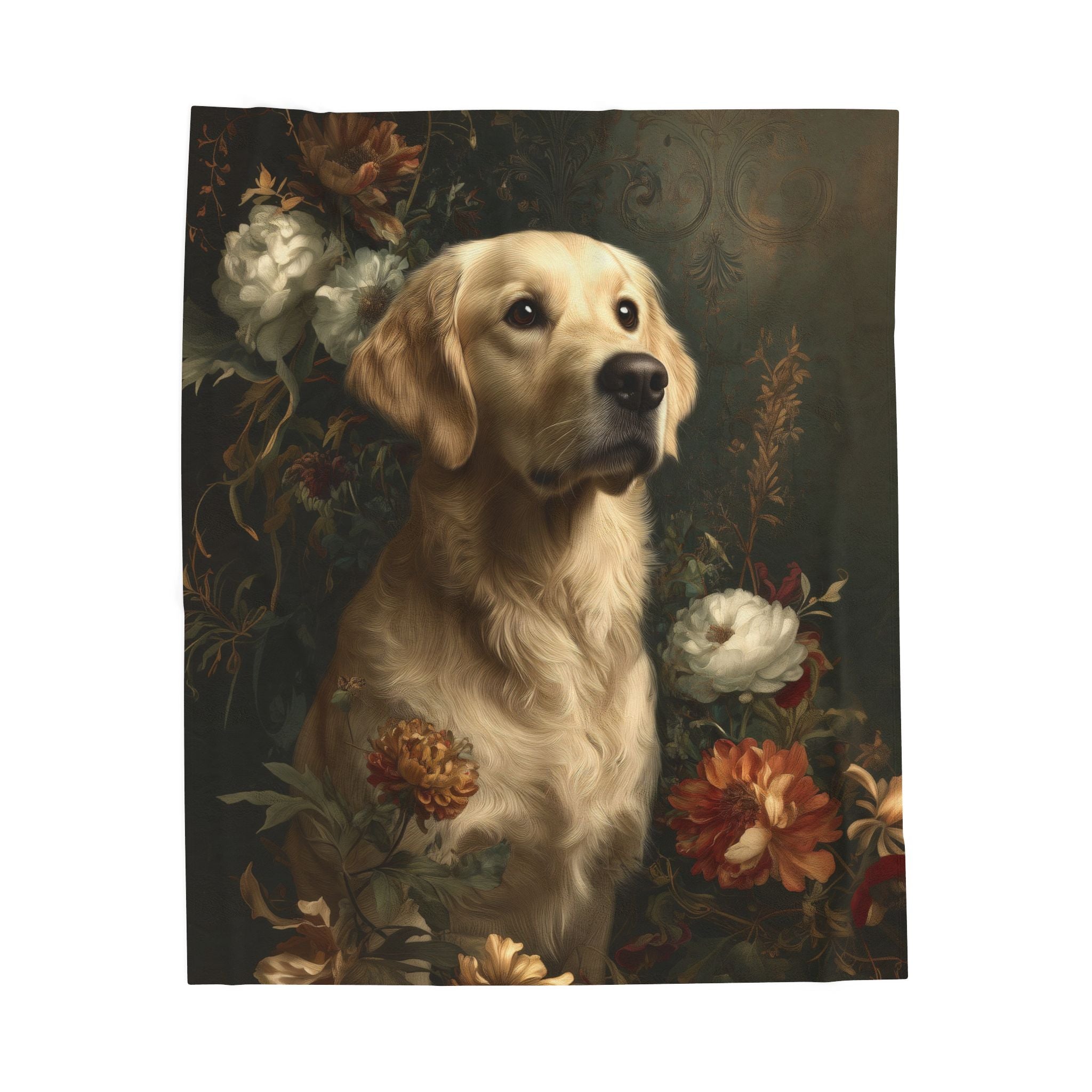 Botanical Golden Retriever Plush Blanket