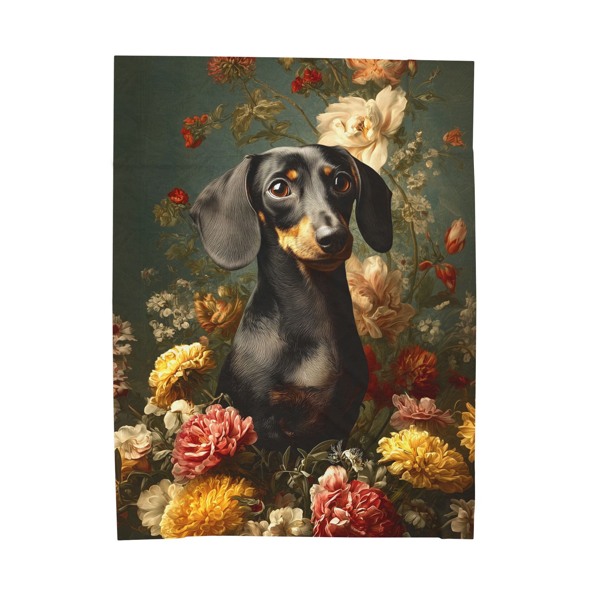Botanical Dachshund Plush Blanket