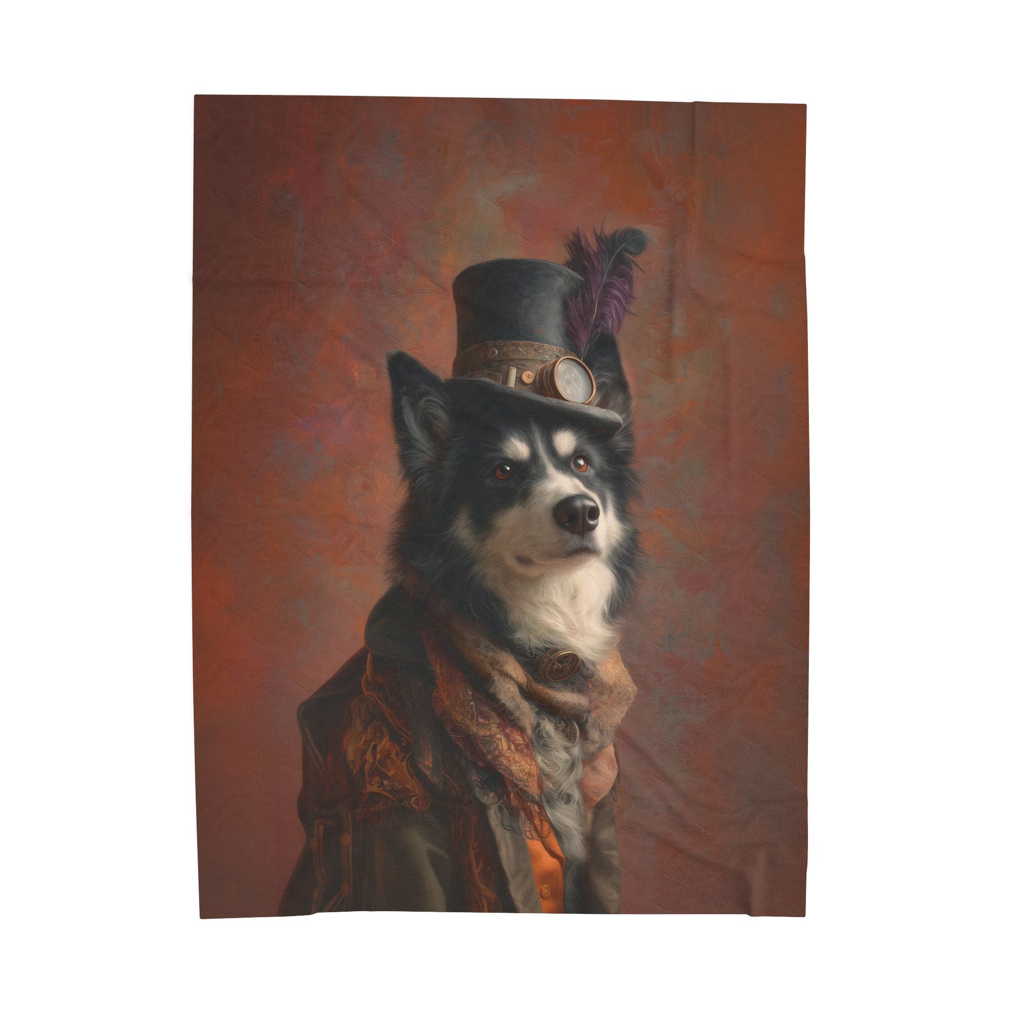 Steampunk Alaskan Malamute Plush Blanket