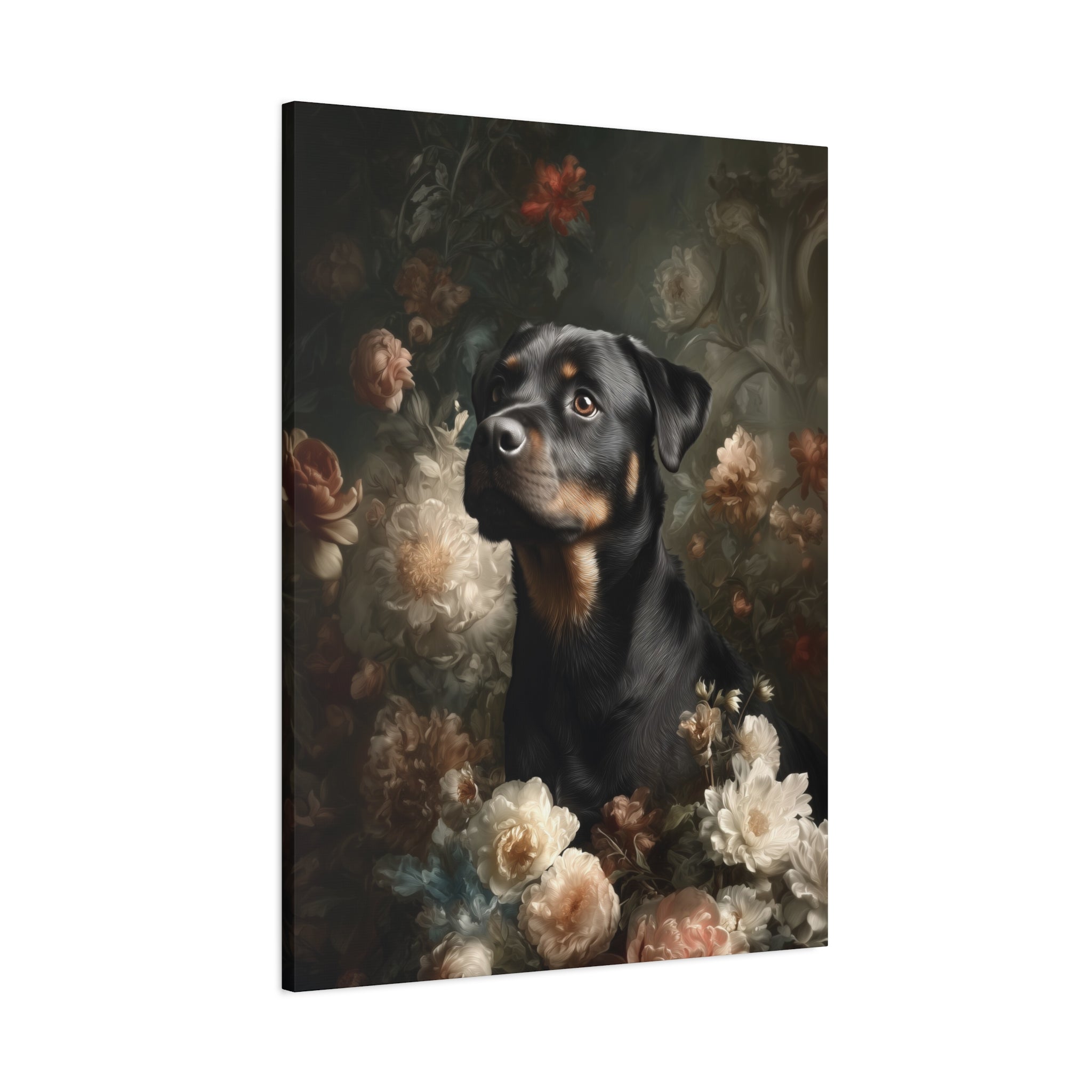 Botanical Rottweiler Canvas Art