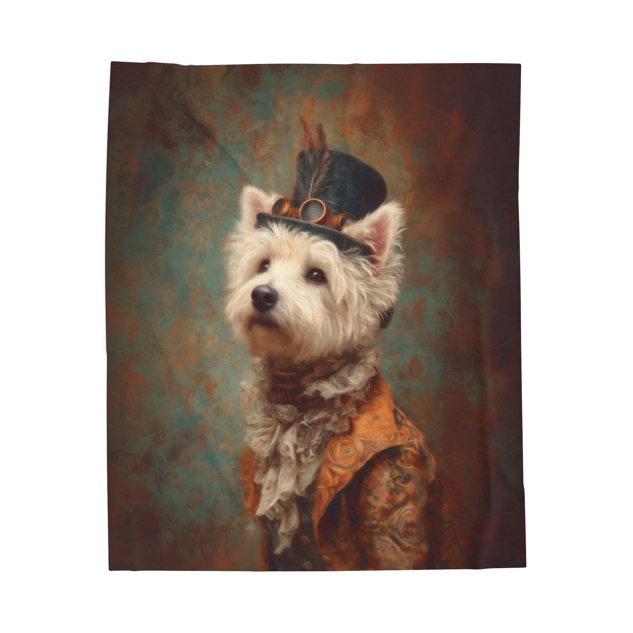 Steampunk Westie Plush Blanket