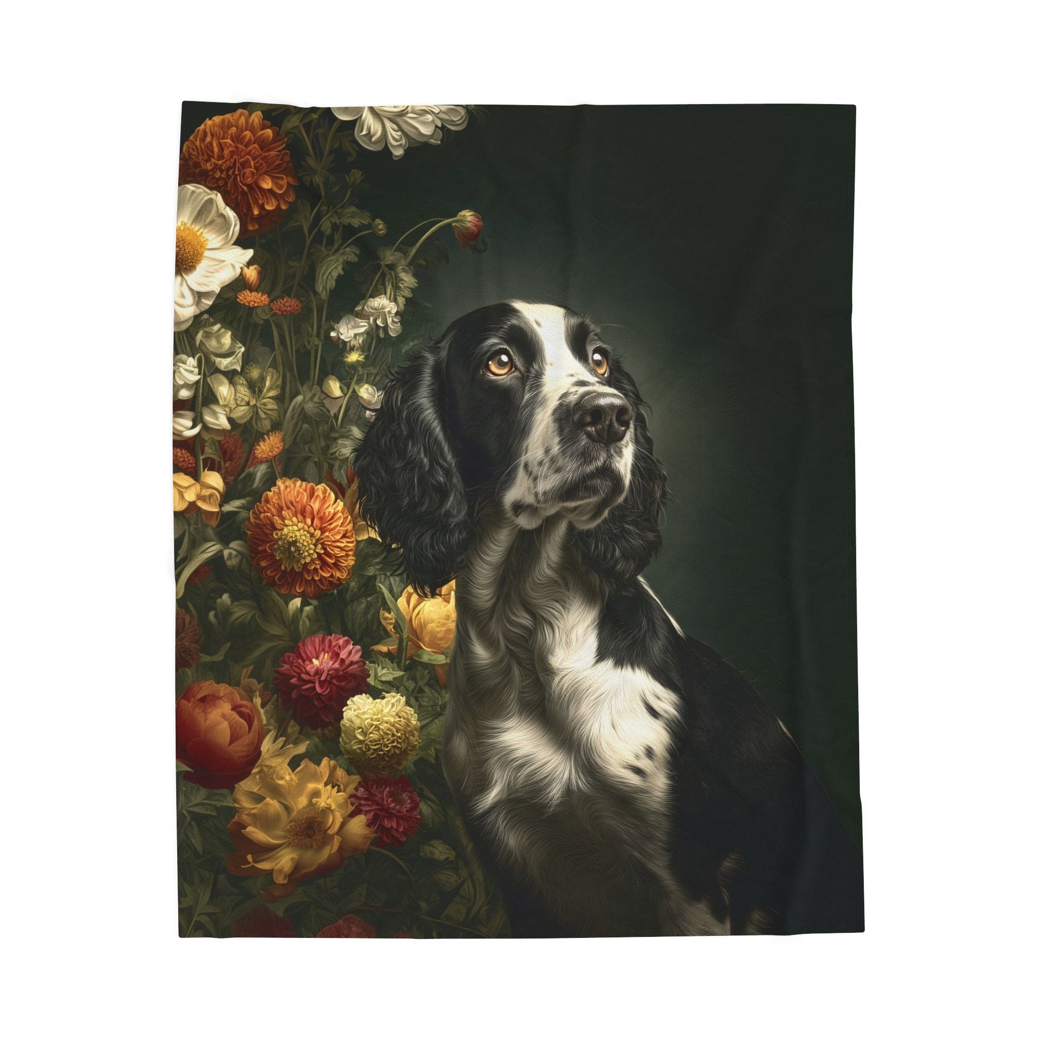 Botanical English Springer Spaniel Plush Blanket
