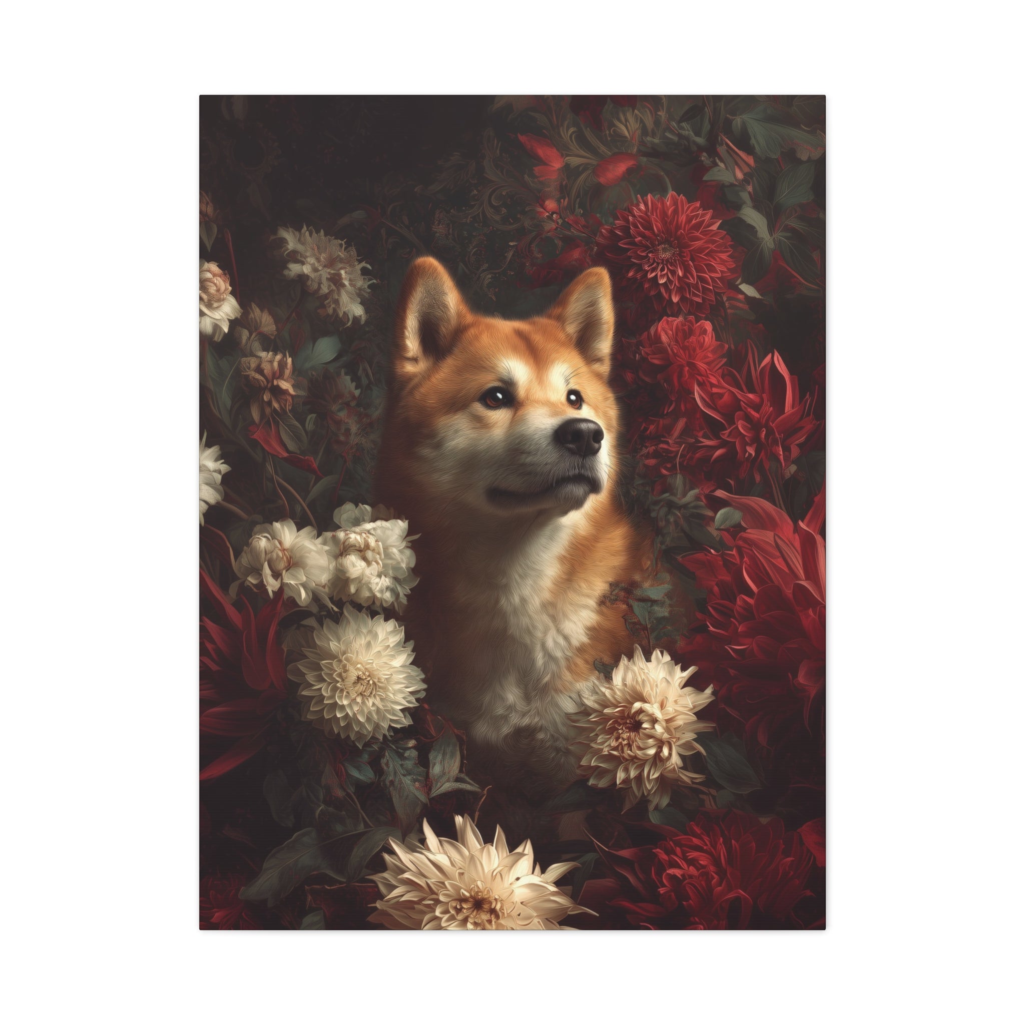 Botanical Akita Canvas Art