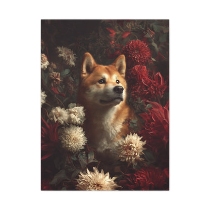 Botanical Akita Canvas Art