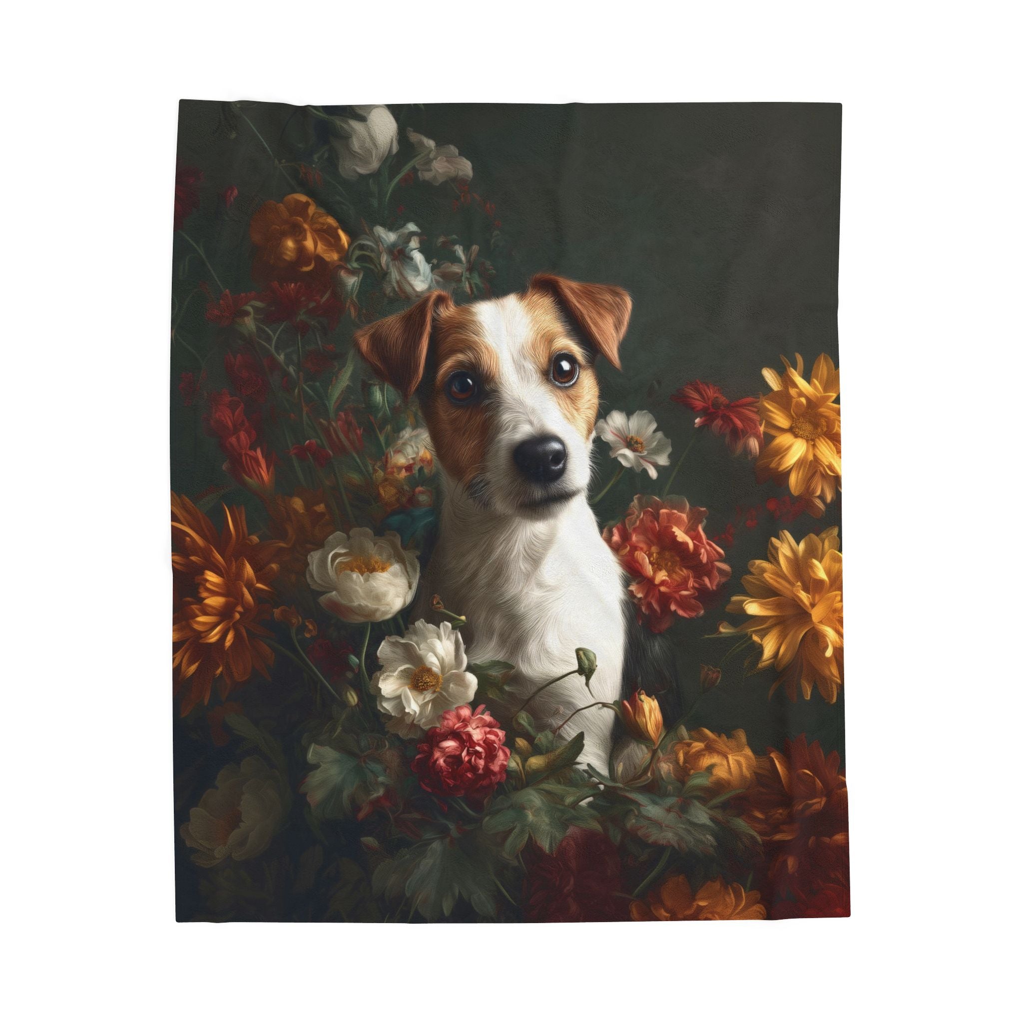 Botanical Jack Russell Terrier Plush Blanket