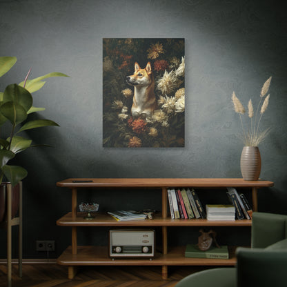 Botanical Shiba Inu Canvas Art