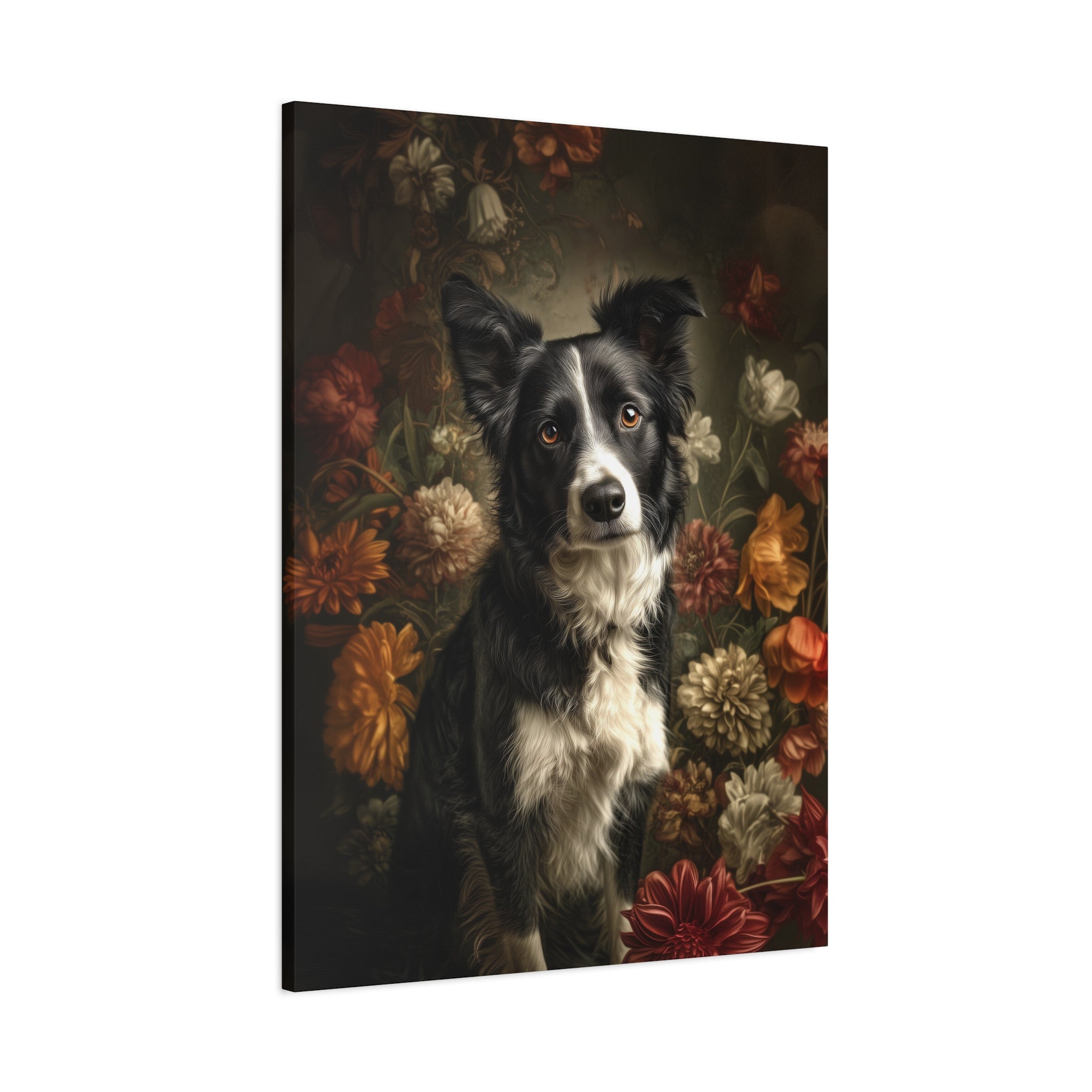 Botanical Border Collie Canvas Art