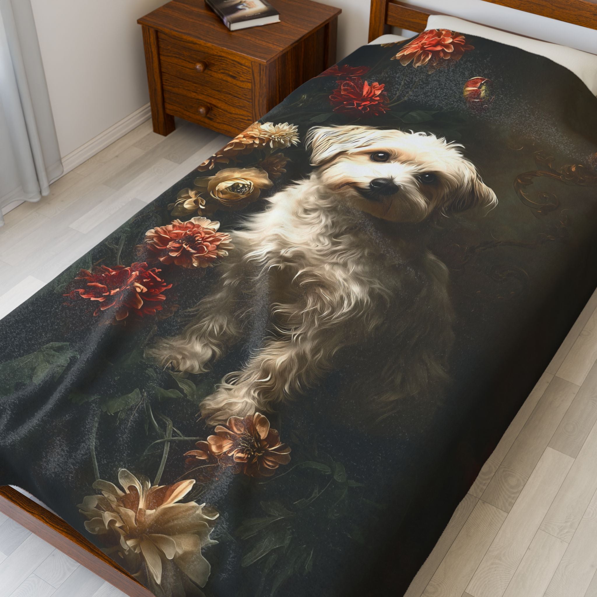 Botanical Havanese Plush Blanket