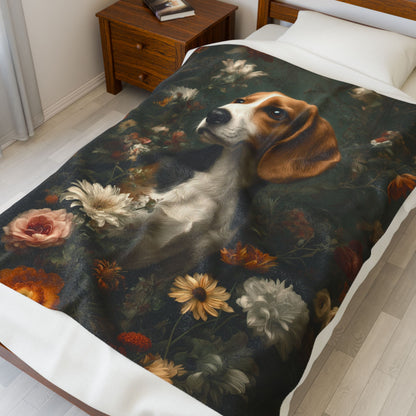 Botanical Beagle Plush Blanket