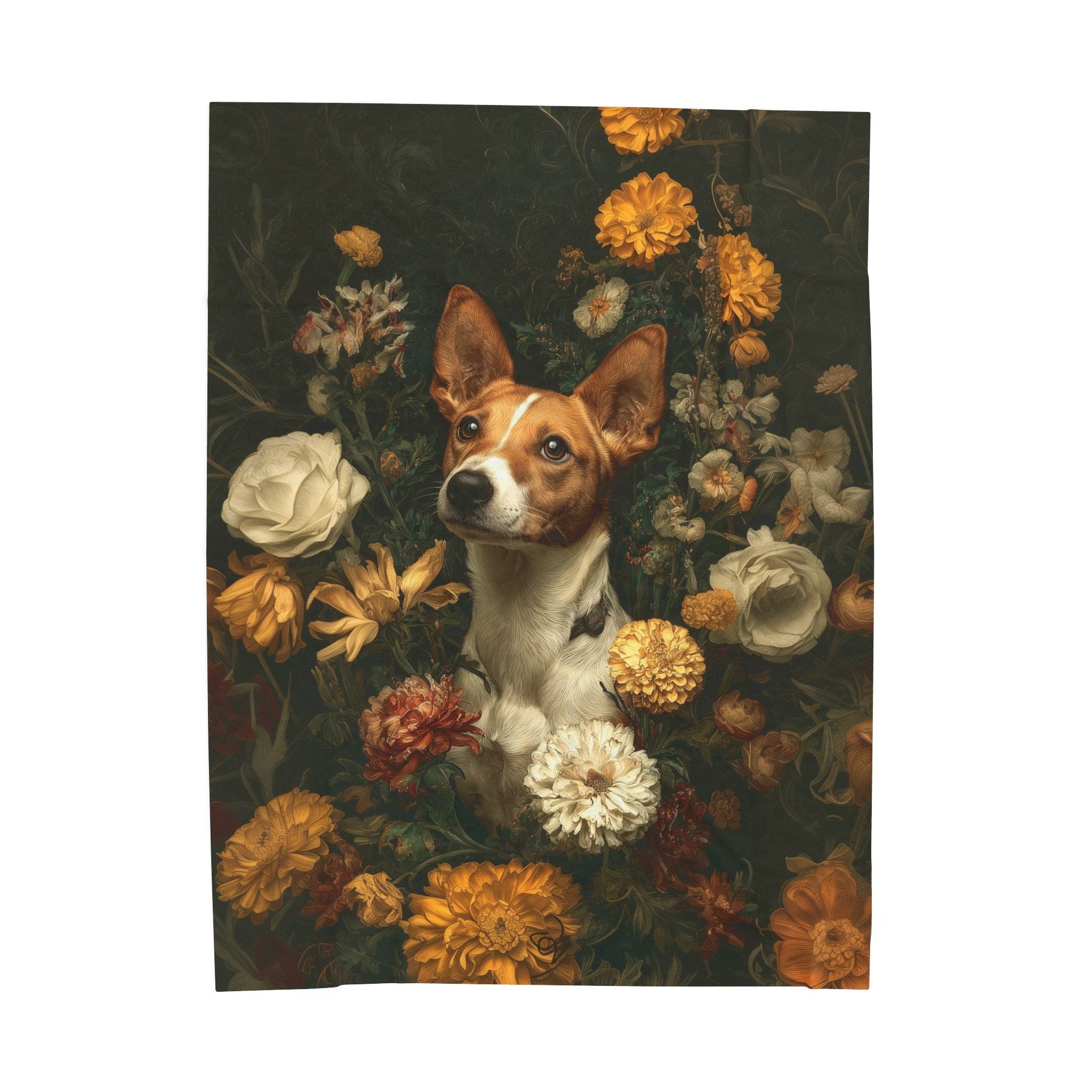 Botanical Basenji Plush Blanket