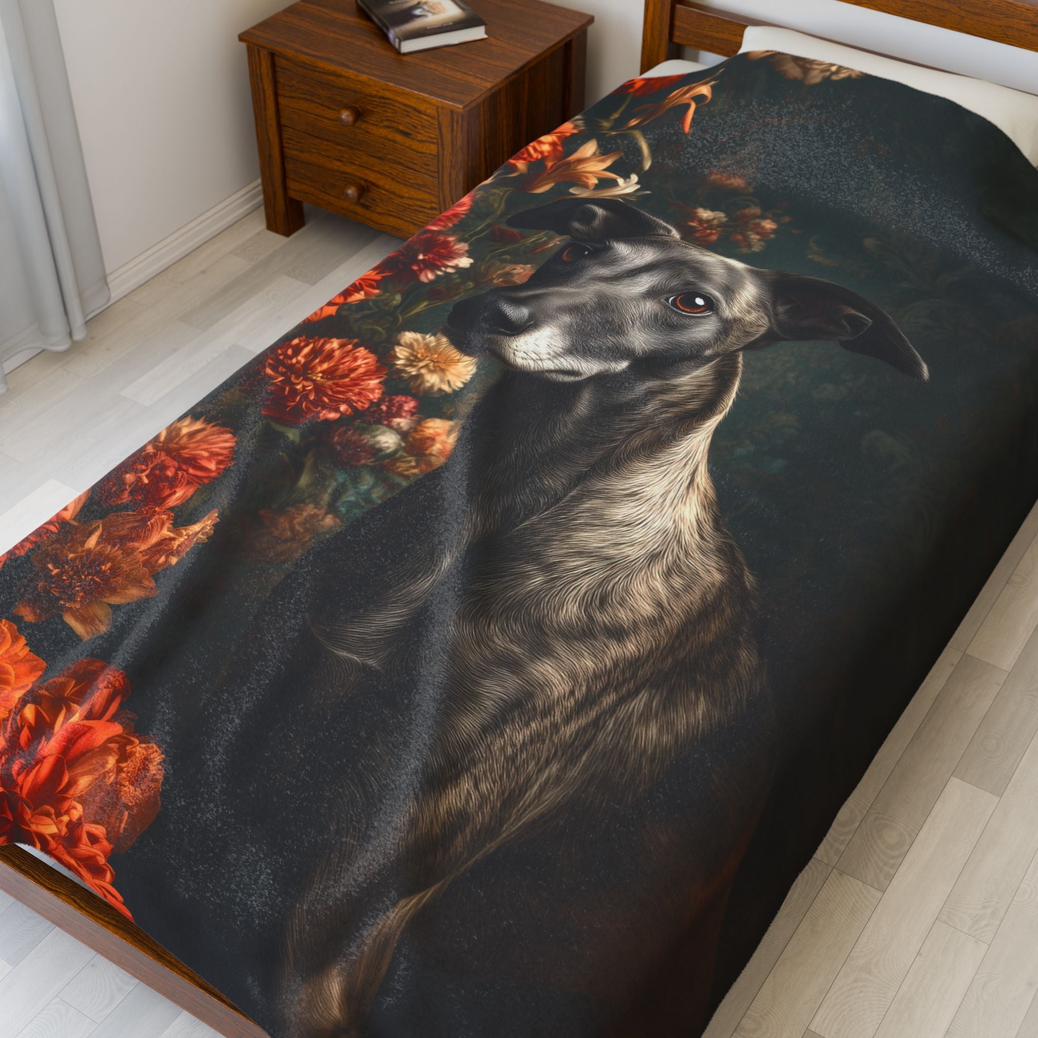 Botanical Greyhound Plush Blanket