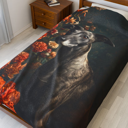 Botanical Greyhound Plush Blanket