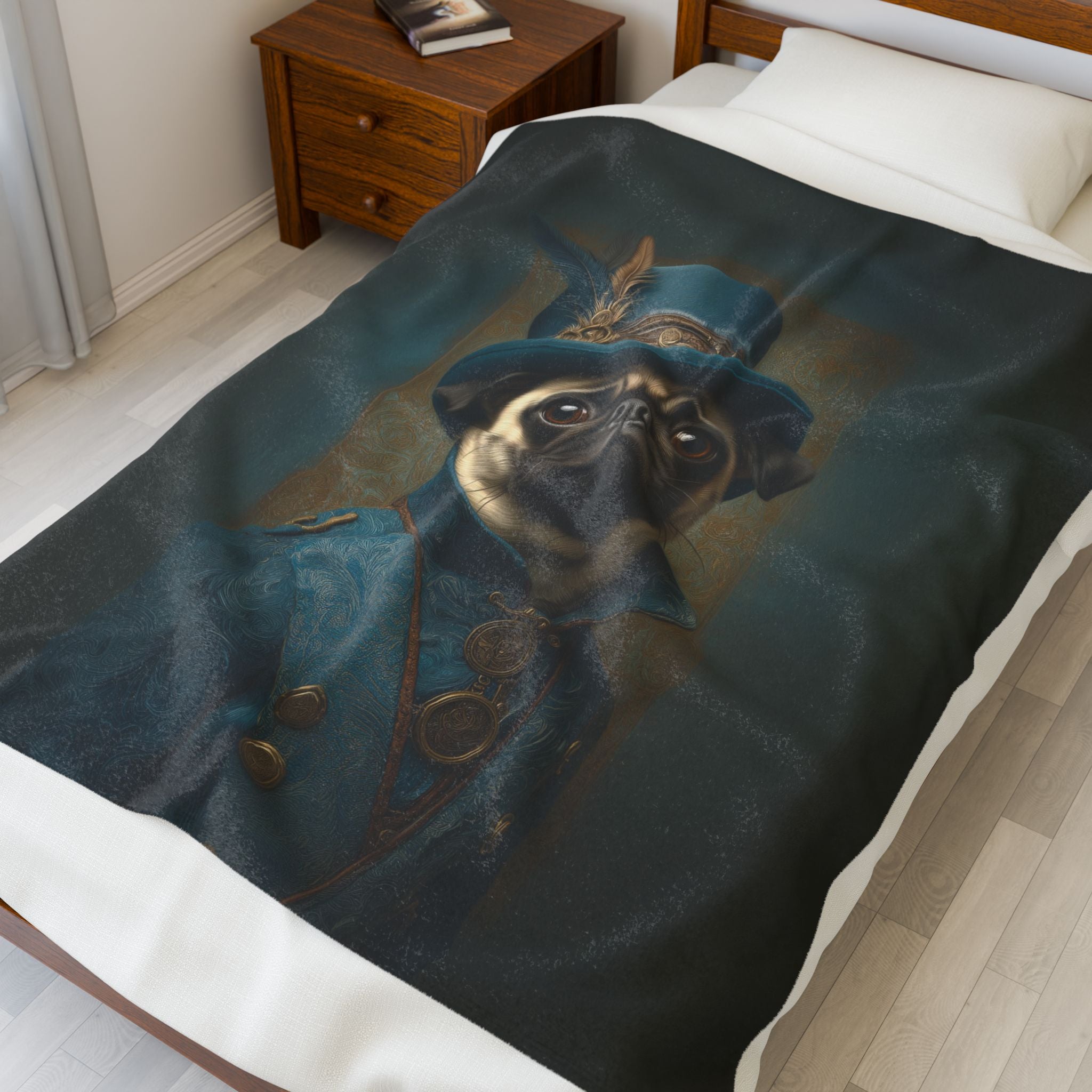 Steampunk Pug Plush Blanket
