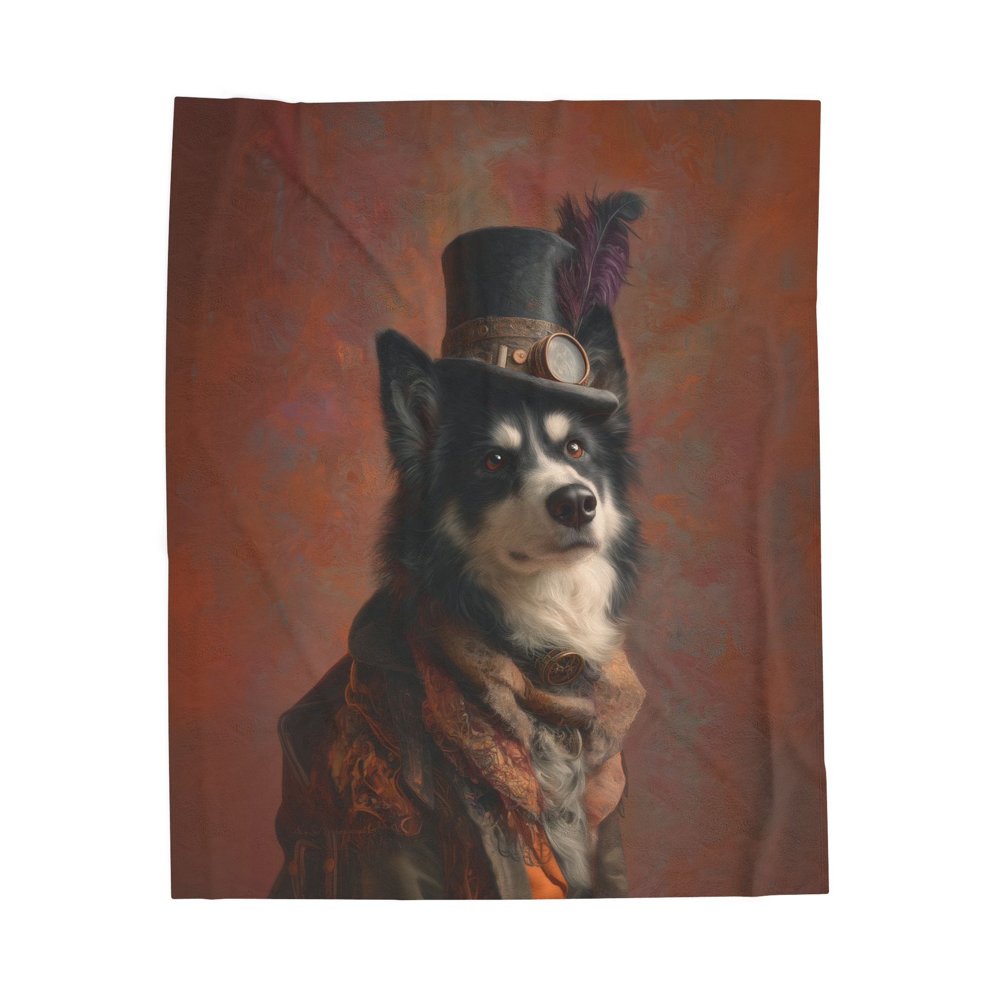 Steampunk Alaskan Malamute Plush Blanket
