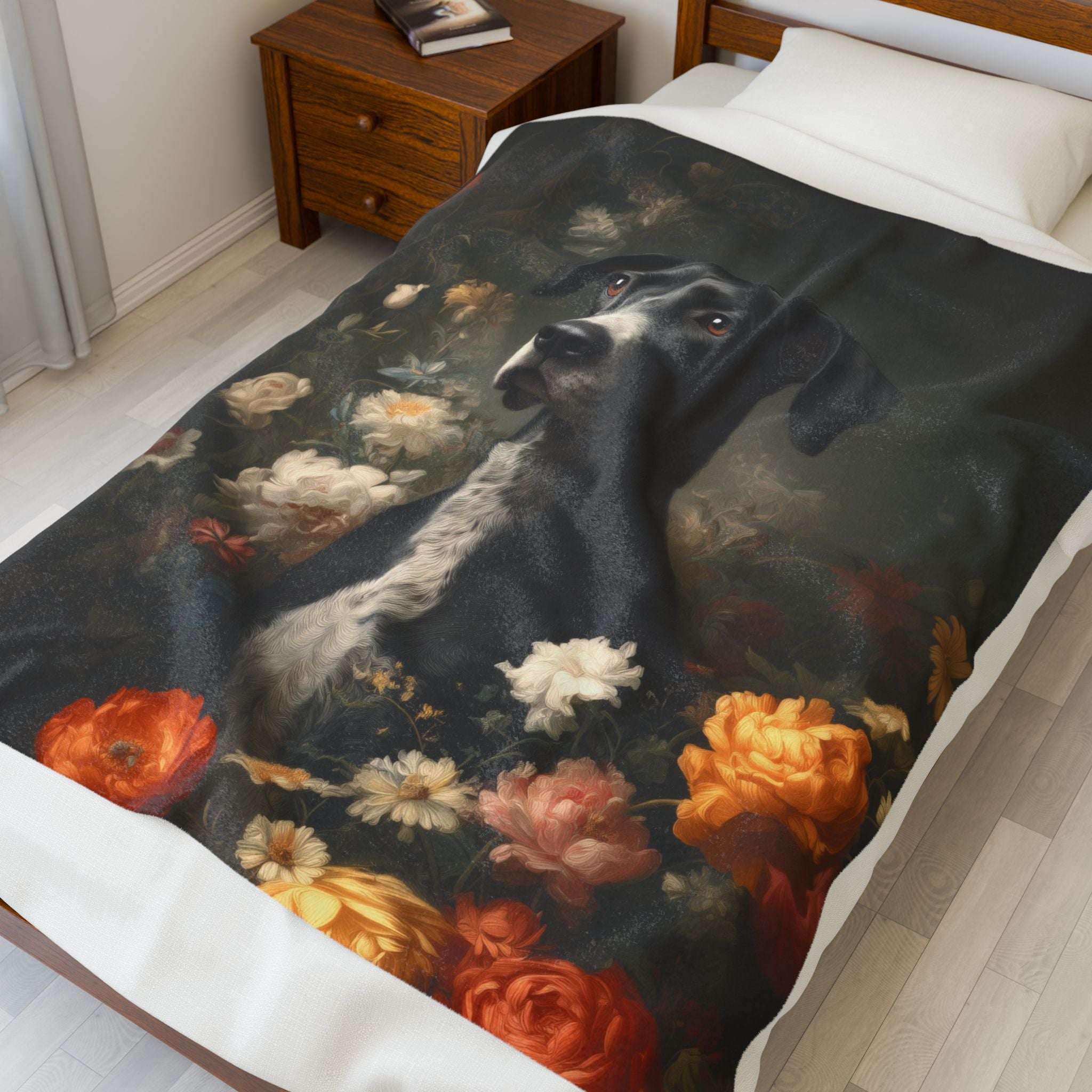 Botanical Great Dane Plush Blanket