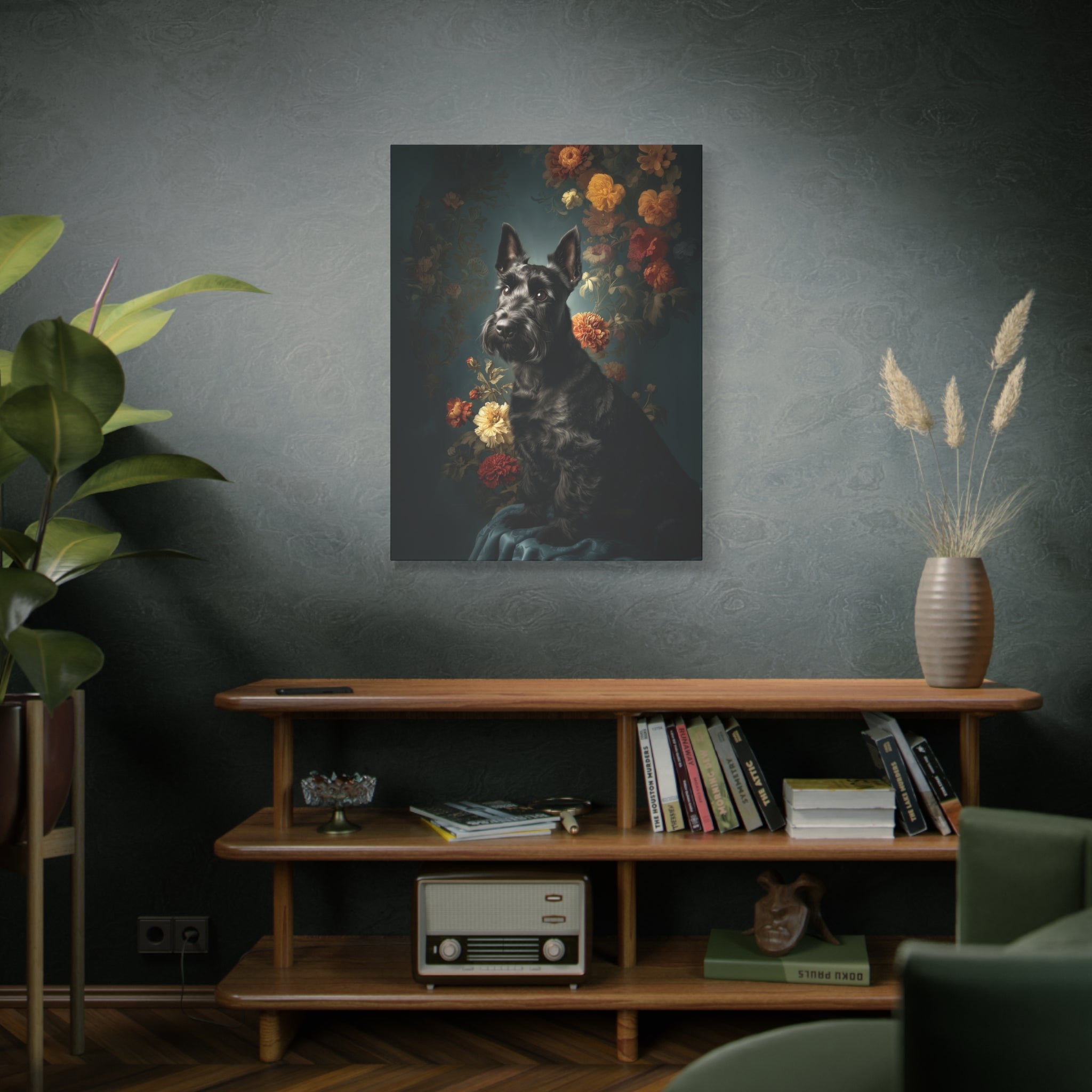 Botanical Scottish Terrier Canvas Art