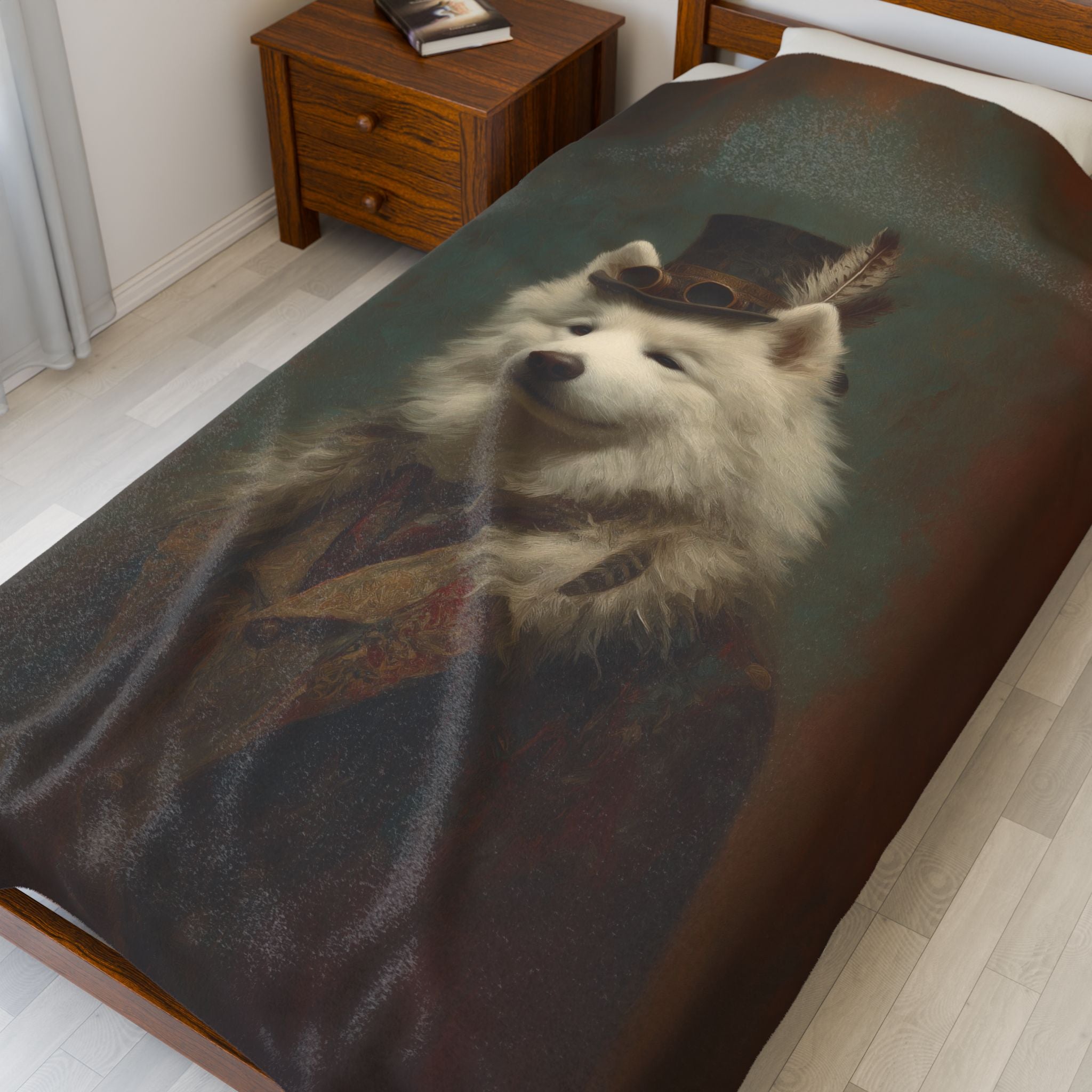 Steampunk Samoyed Plush Blanket
