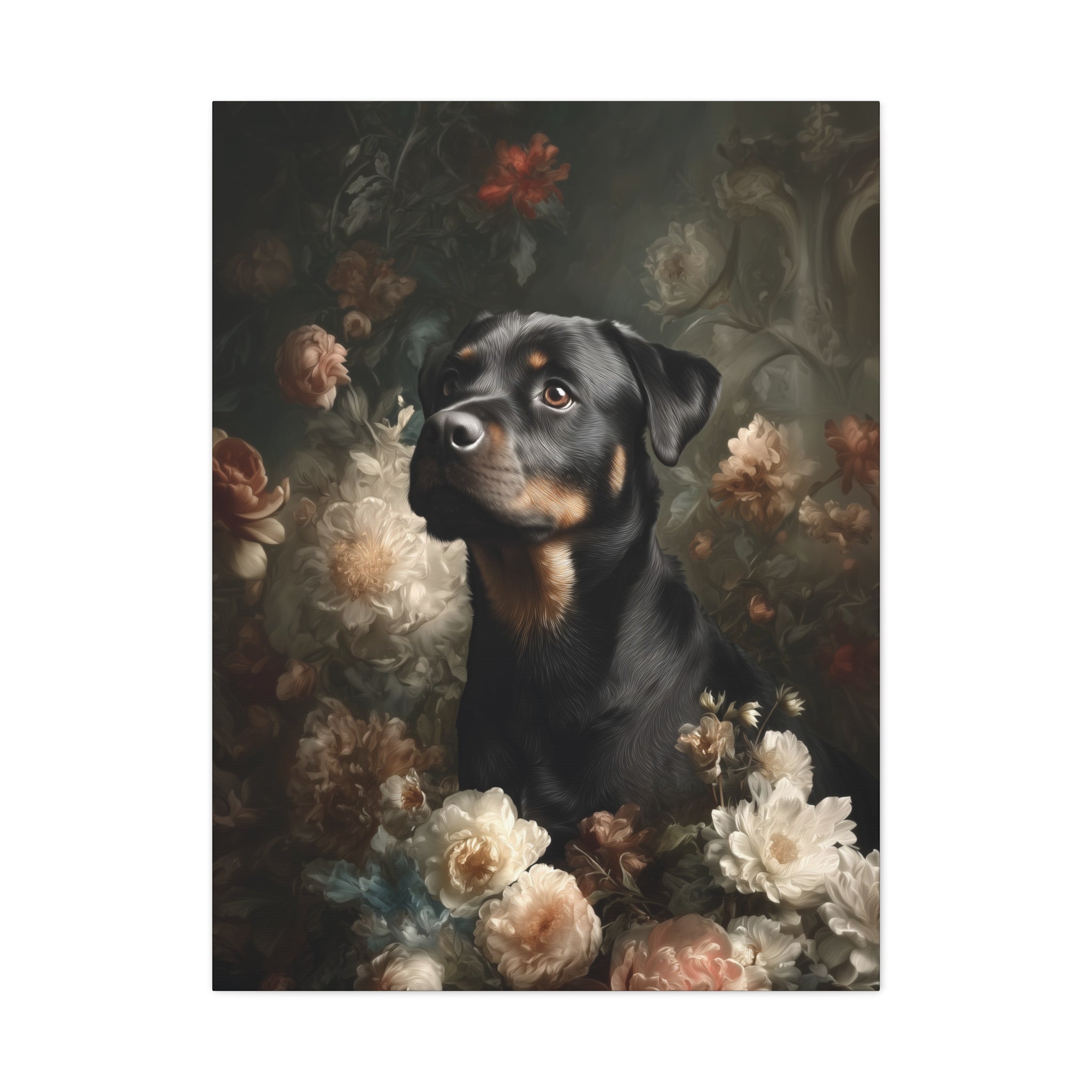 Botanical Rottweiler Canvas Art