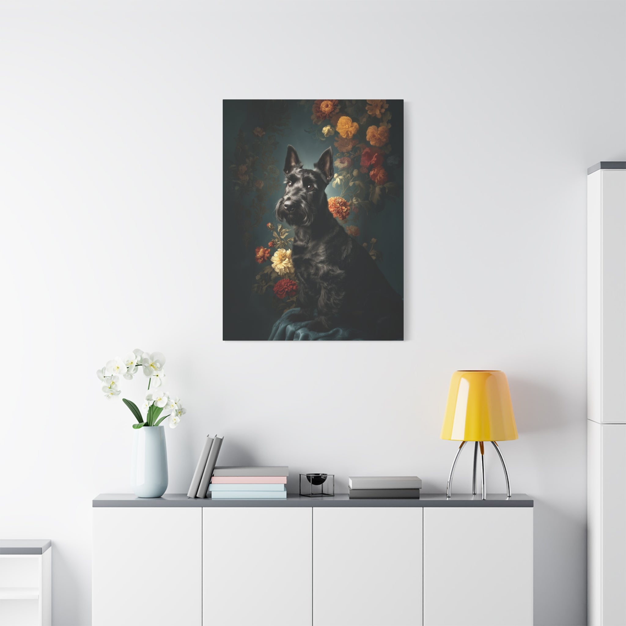 Botanical Scottish Terrier Canvas Art