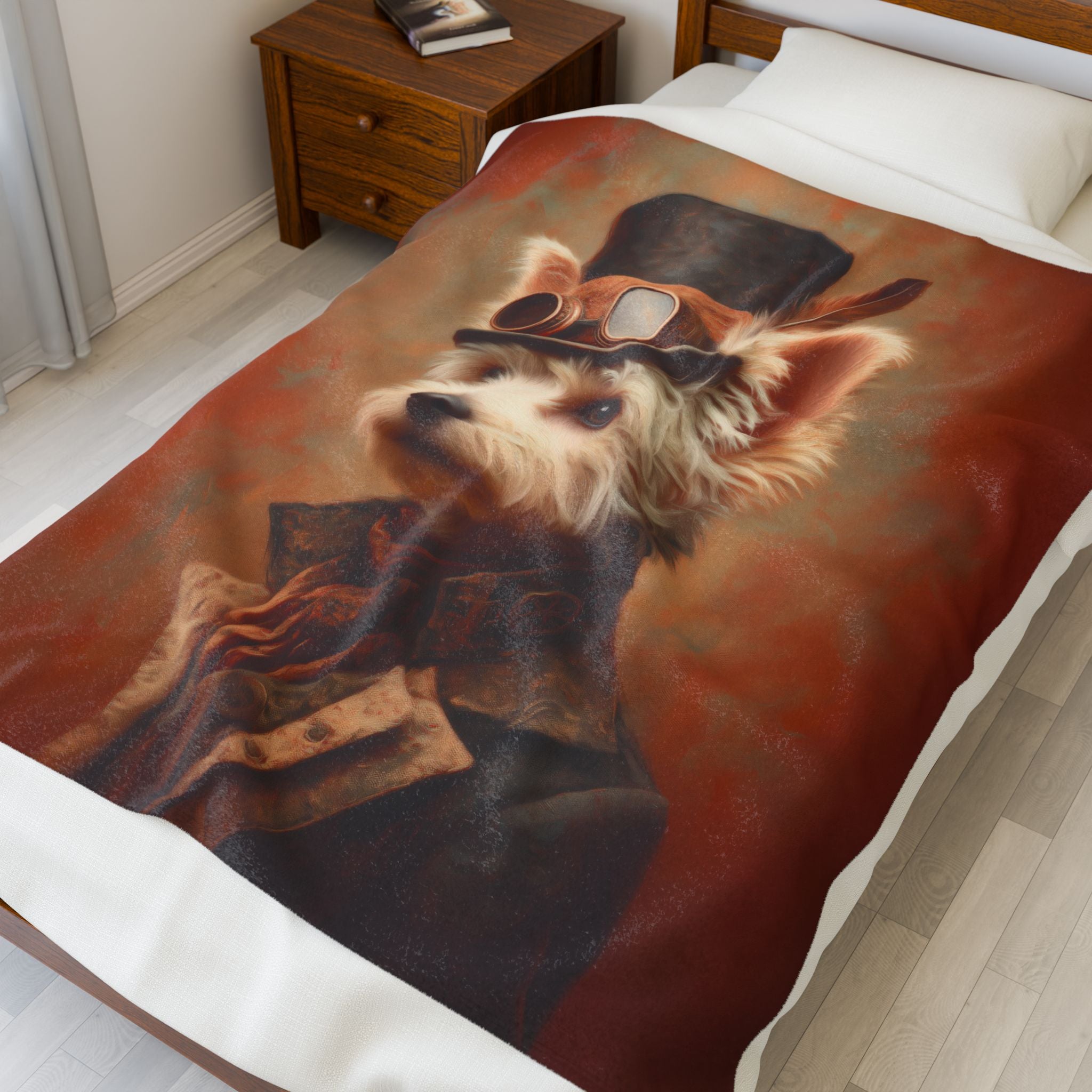 Steampunk Yorkshire Terrier Plush Blanket