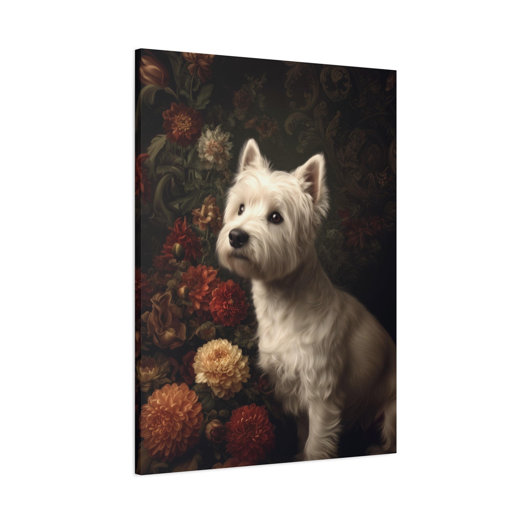 Botanical Westie Canvas Art