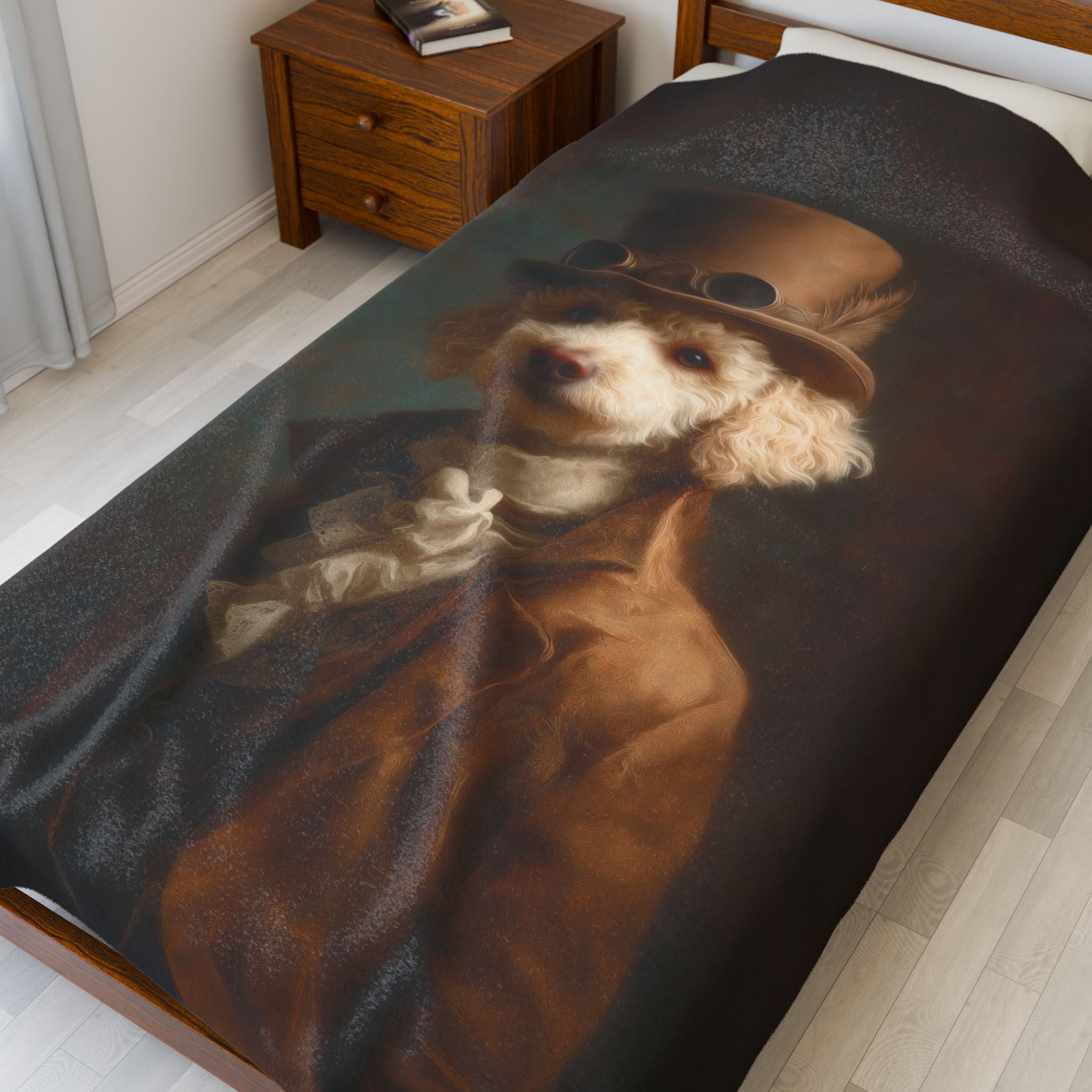 Steampunk Poodle Plush Blanket