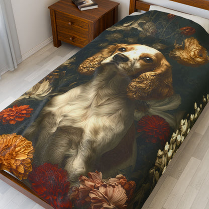 Botanical Cocker Spaniel Plush Blanket