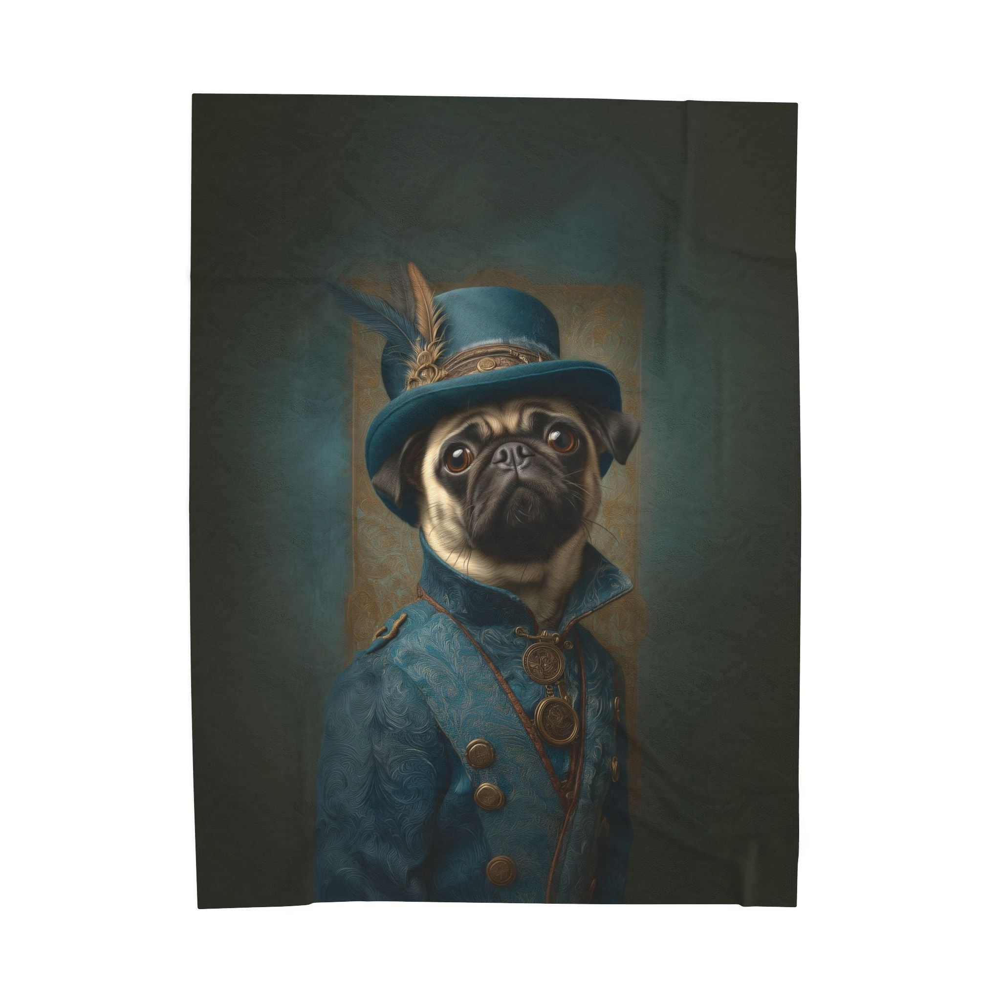 Steampunk Pug Plush Blanket