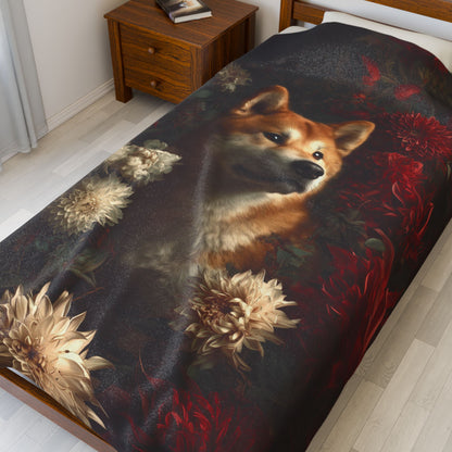 Botanical Akita Plush Blanket