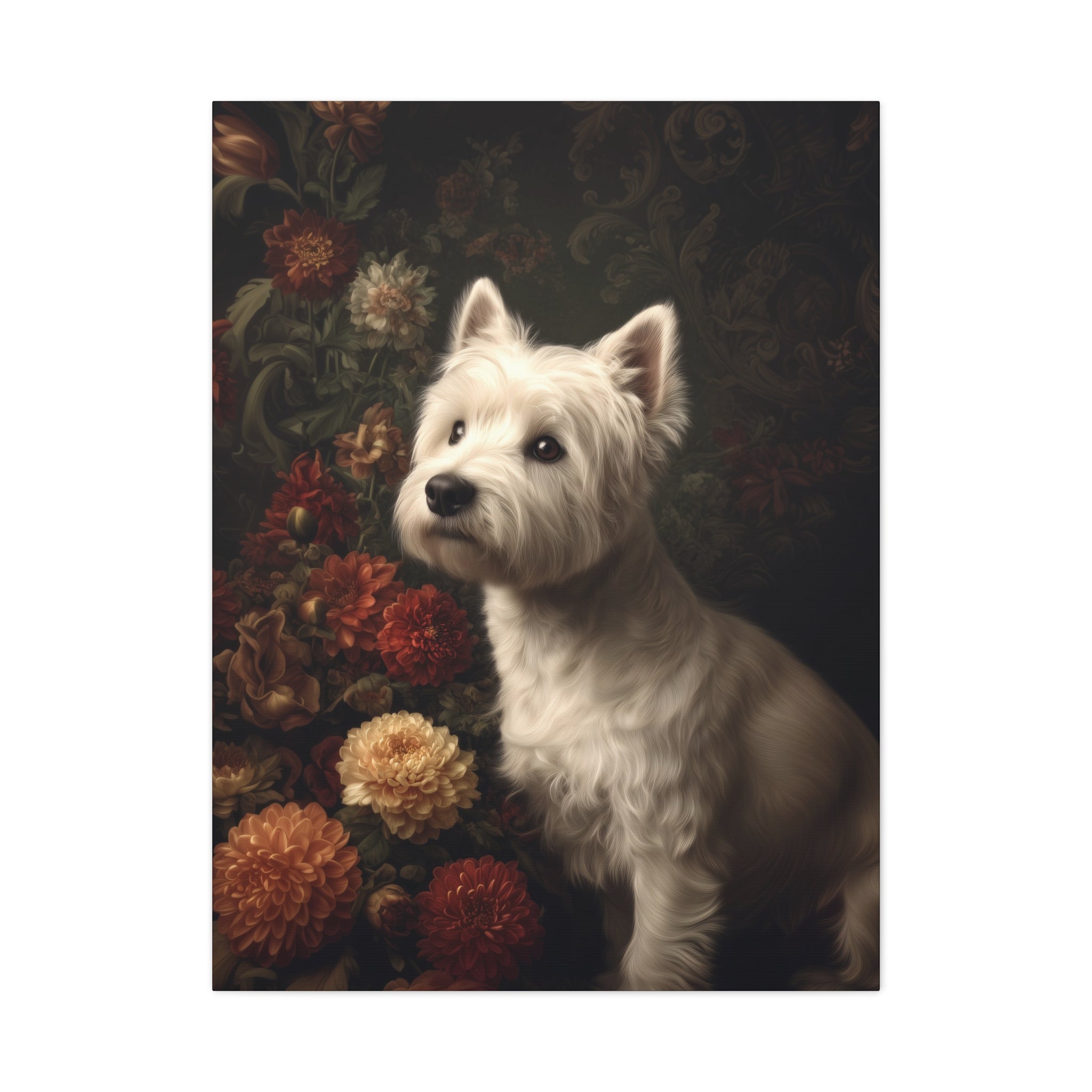 Botanical Westie Canvas Art