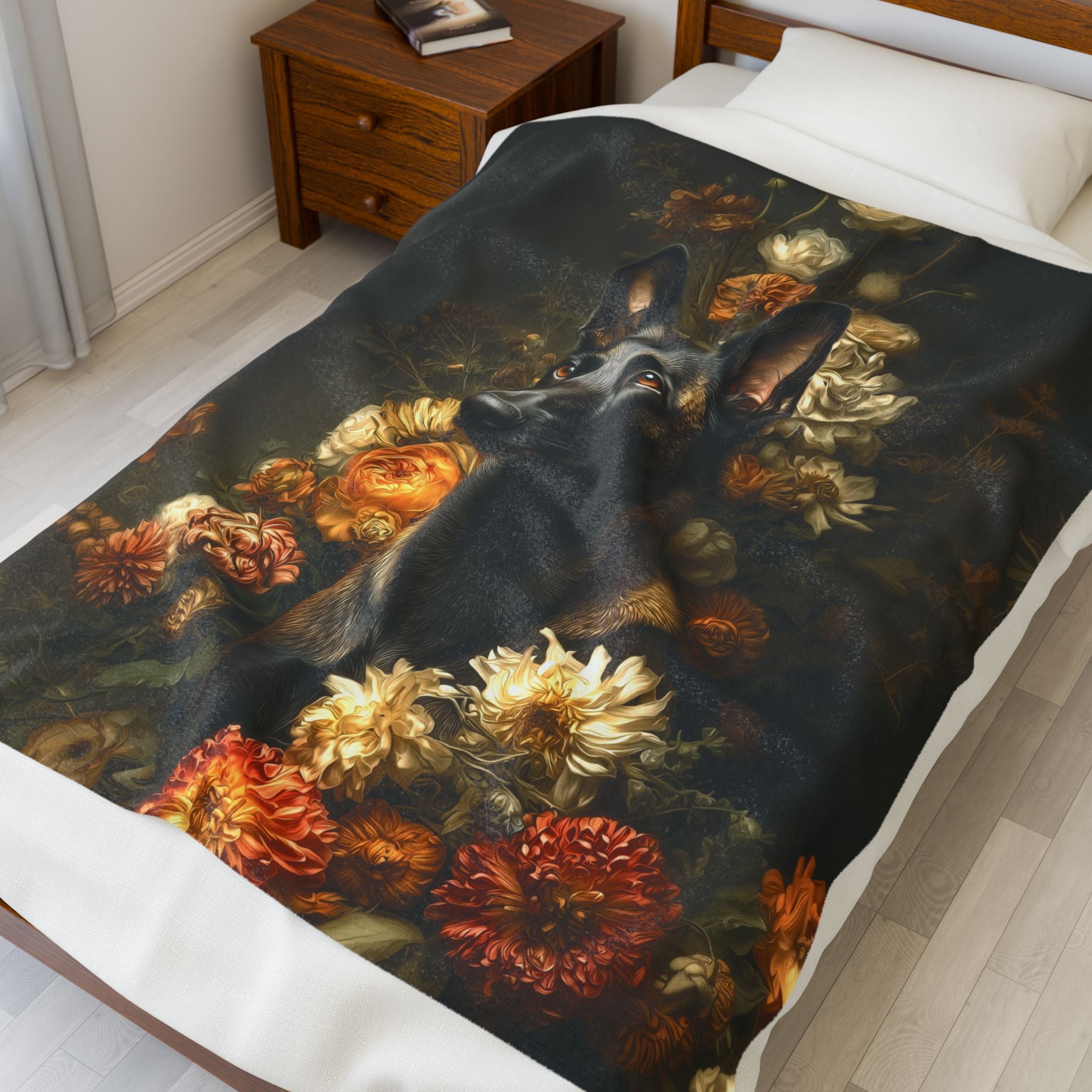 Botanical Belgian Malinois Plush Blanket