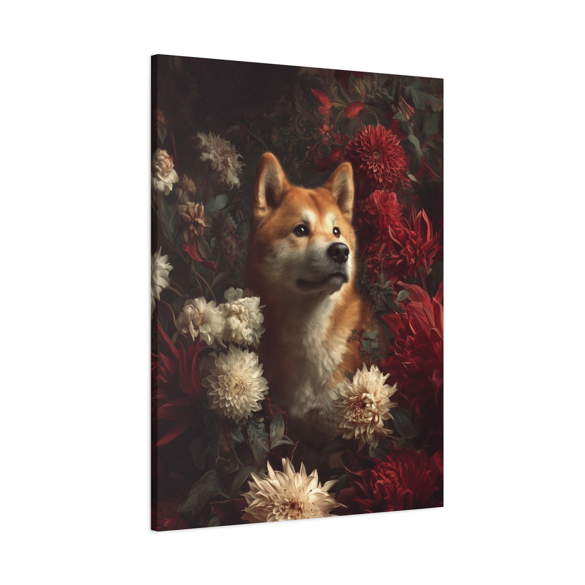 Botanical Akita Canvas Art