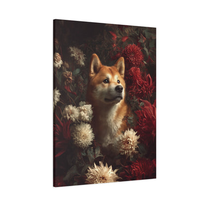 Botanical Akita Canvas Art