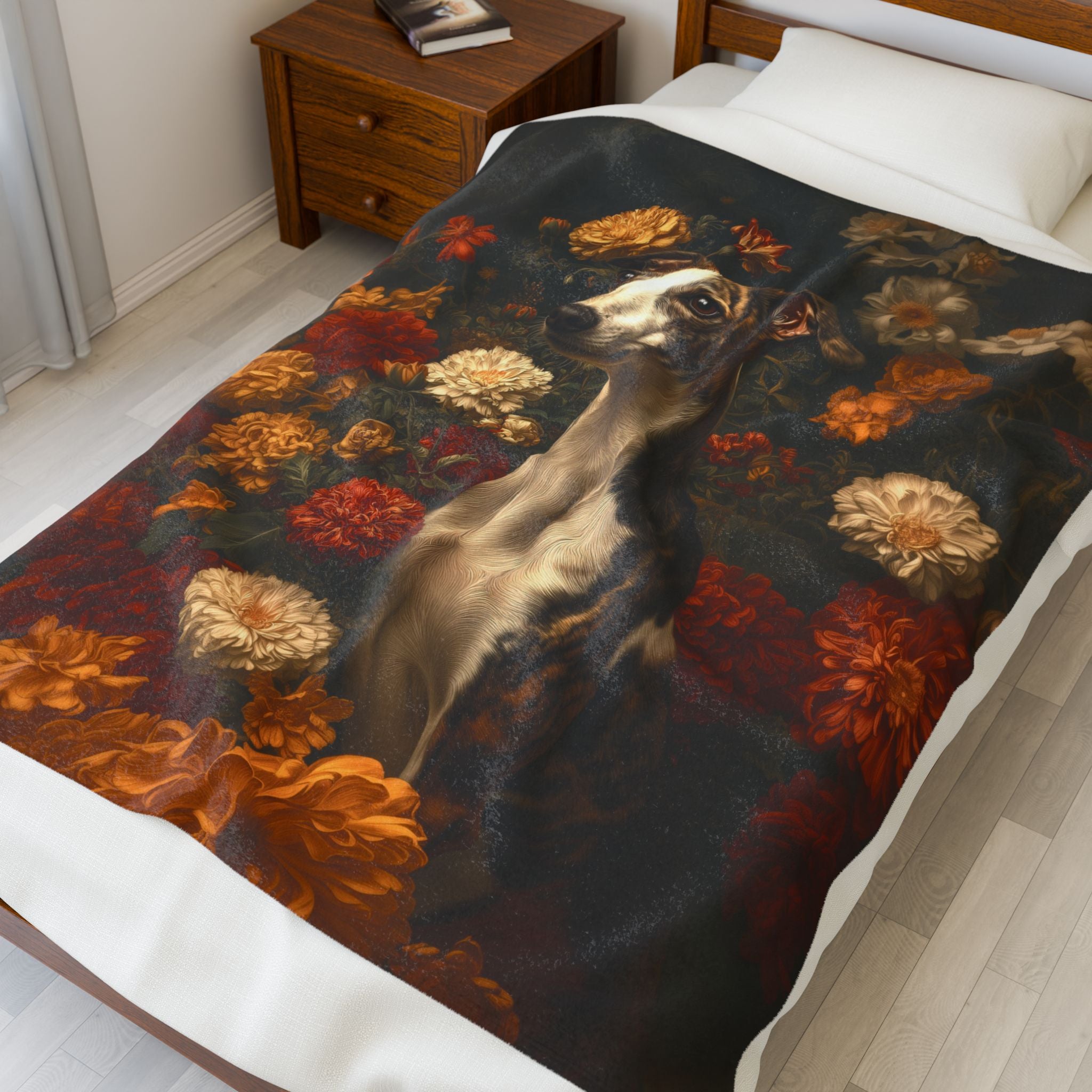 Botanical Whippet Plush Blanket
